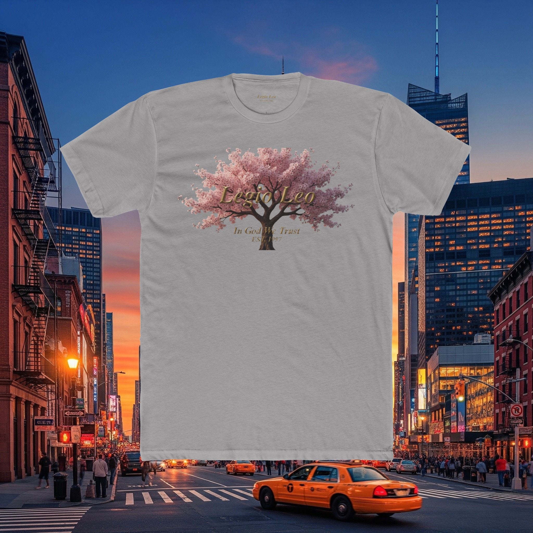 Classic Cotton Tee — Minimal Everyday Crew Shirt | Cherry Blossom Design