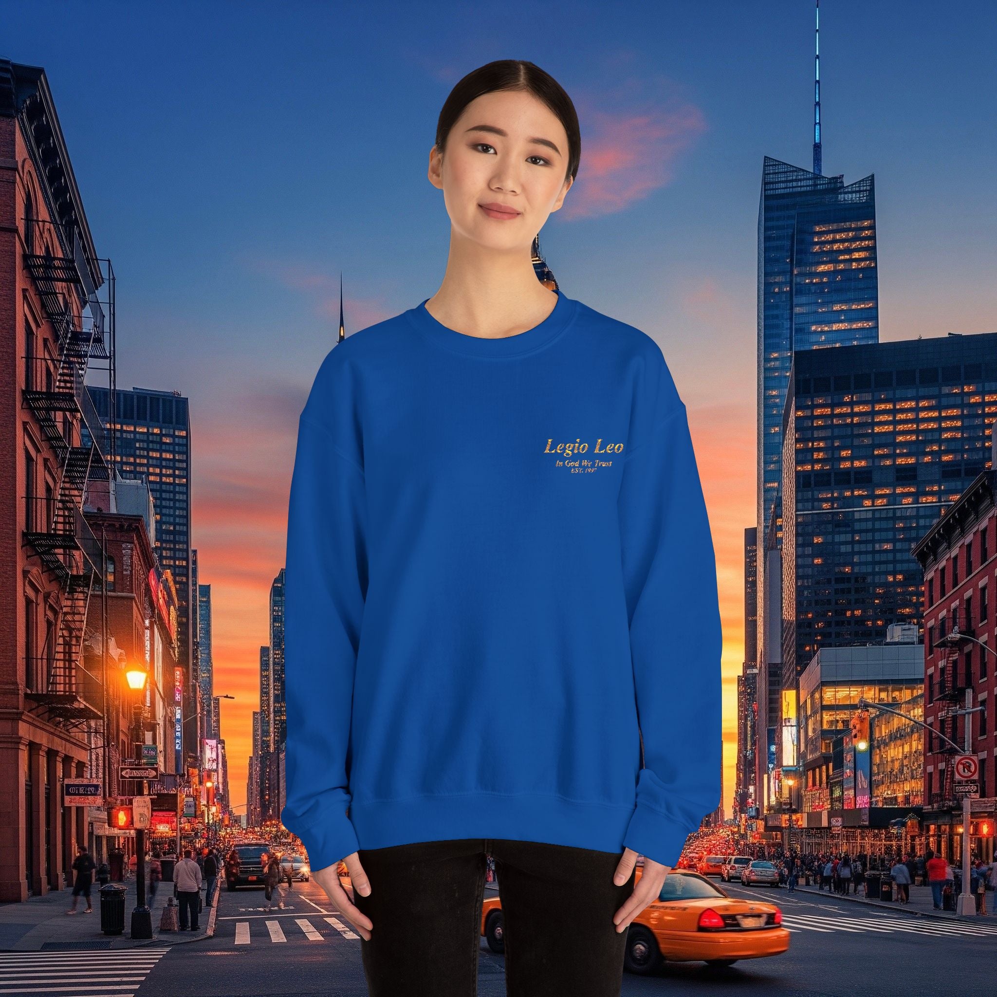 Legio Leo Crewneck Sweatshirt | In God We Trust Embroidery