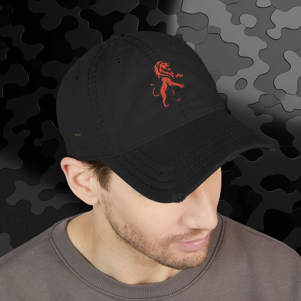 Embroidered Lion Dad Hat — Vintage Washed Baseball Cap