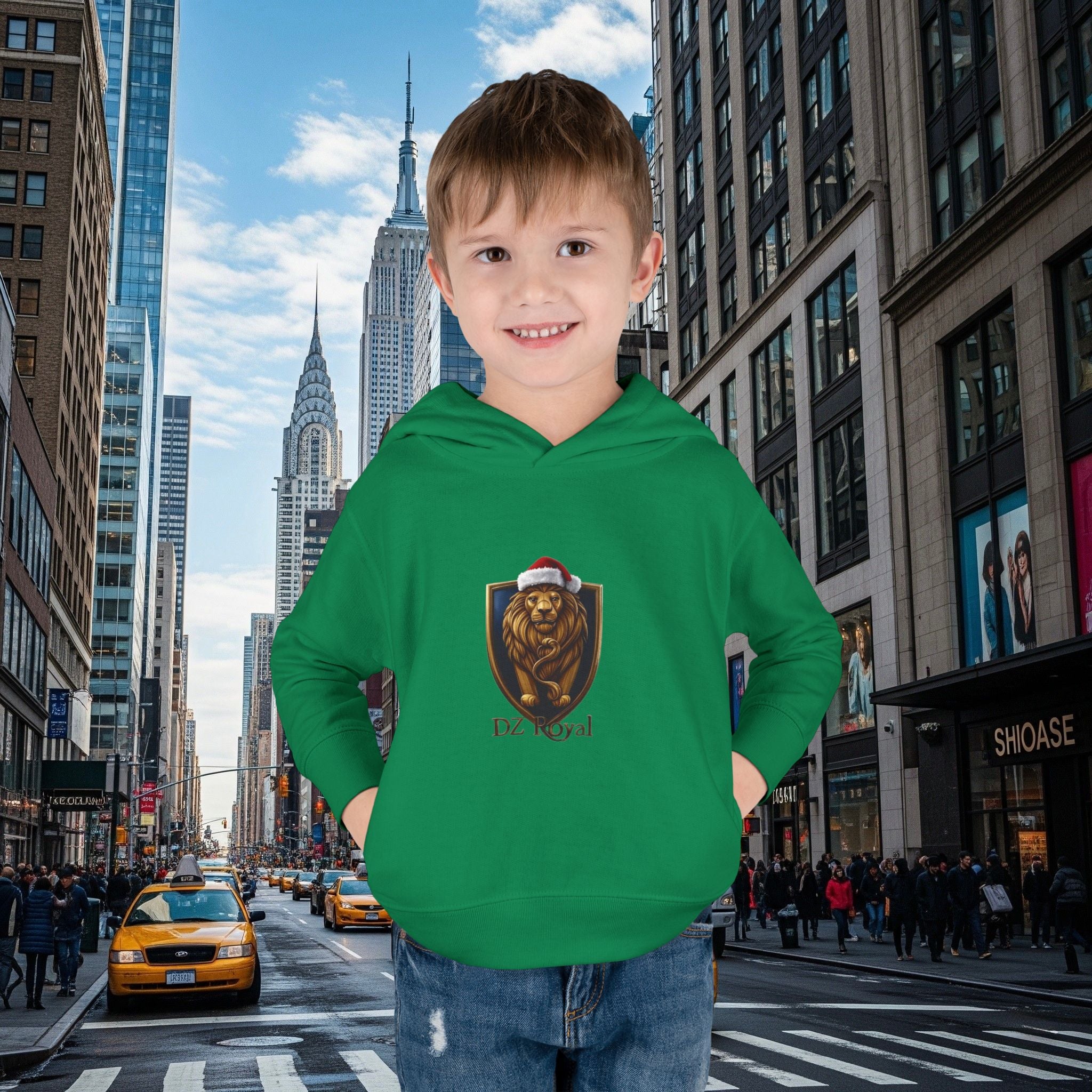 DZ Royal Christmas Toddler Pullover Fleece Hoodie (Grown Lion)