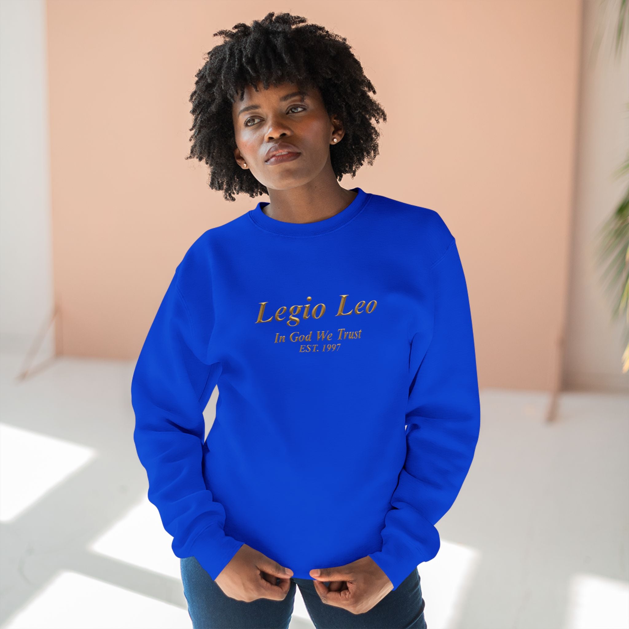 Legio Leo Crewneck Sweatshirt — 'In God We Trust' Minimalist Logo Sweatshirt