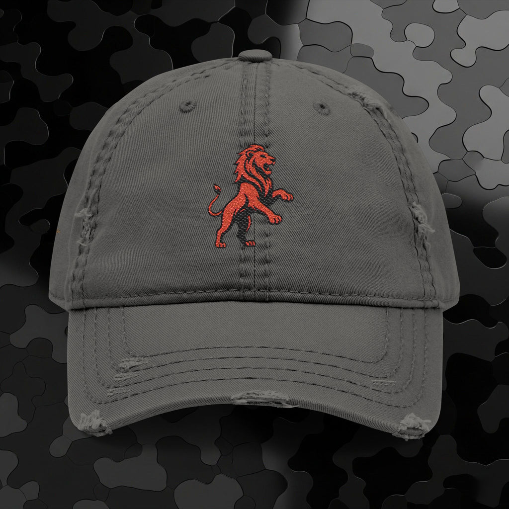 Embroidered Lion Dad Hat — Vintage Washed Baseball Cap