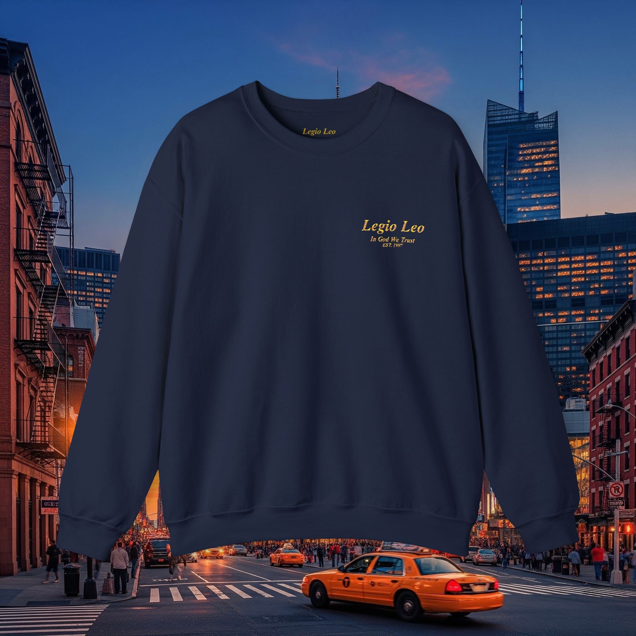 Legio Leo Crewneck Sweatshirt | In God We Trust Embroidery