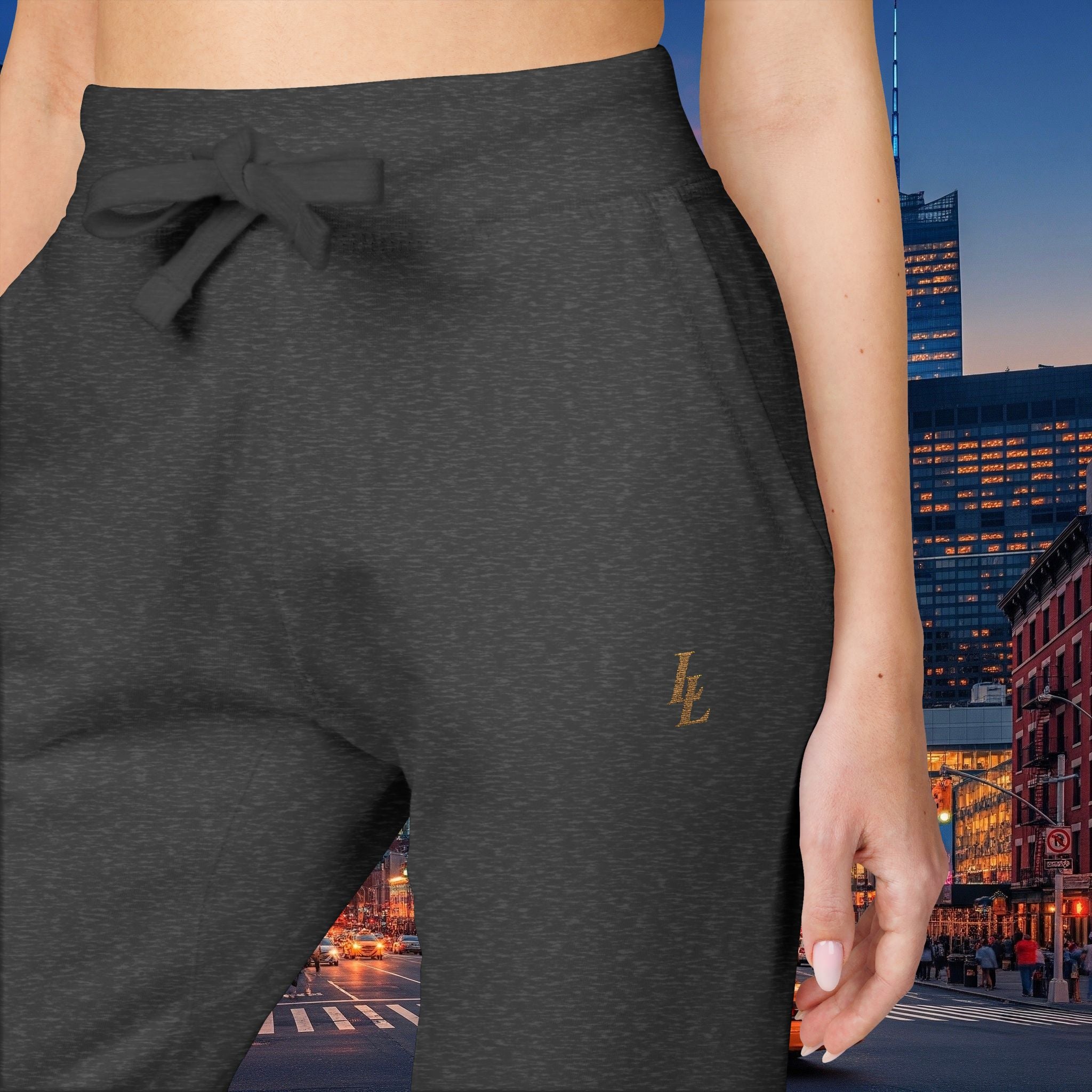 Legio Leo Sweatpants — OverLapping L’s Embroidery Design Cozy Fleece Joggers