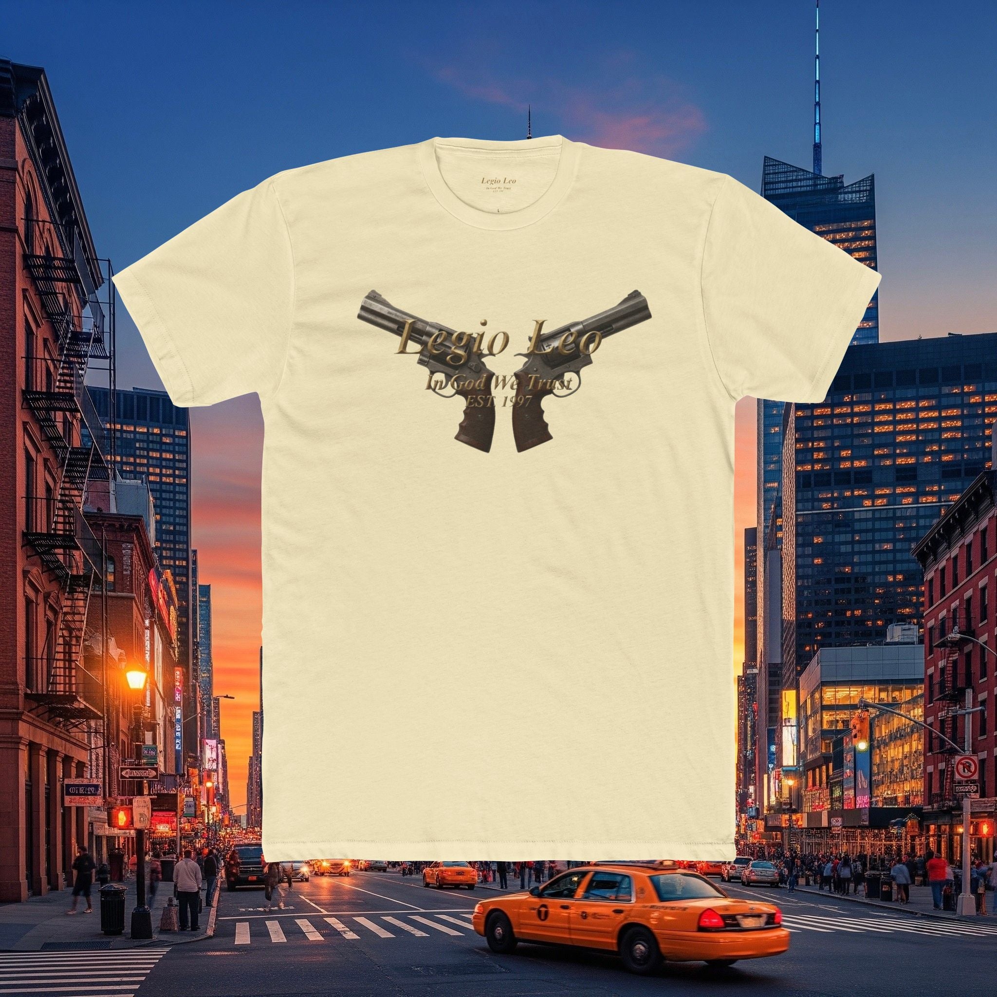 Vintage Twin Magnums Graphic Tee — Retro Western Gun Design Shirt