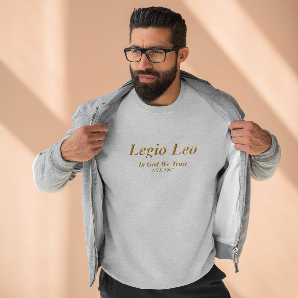 Legio Leo Crewneck Sweatshirt — 'In God We Trust' Minimalist Logo Sweatshirt