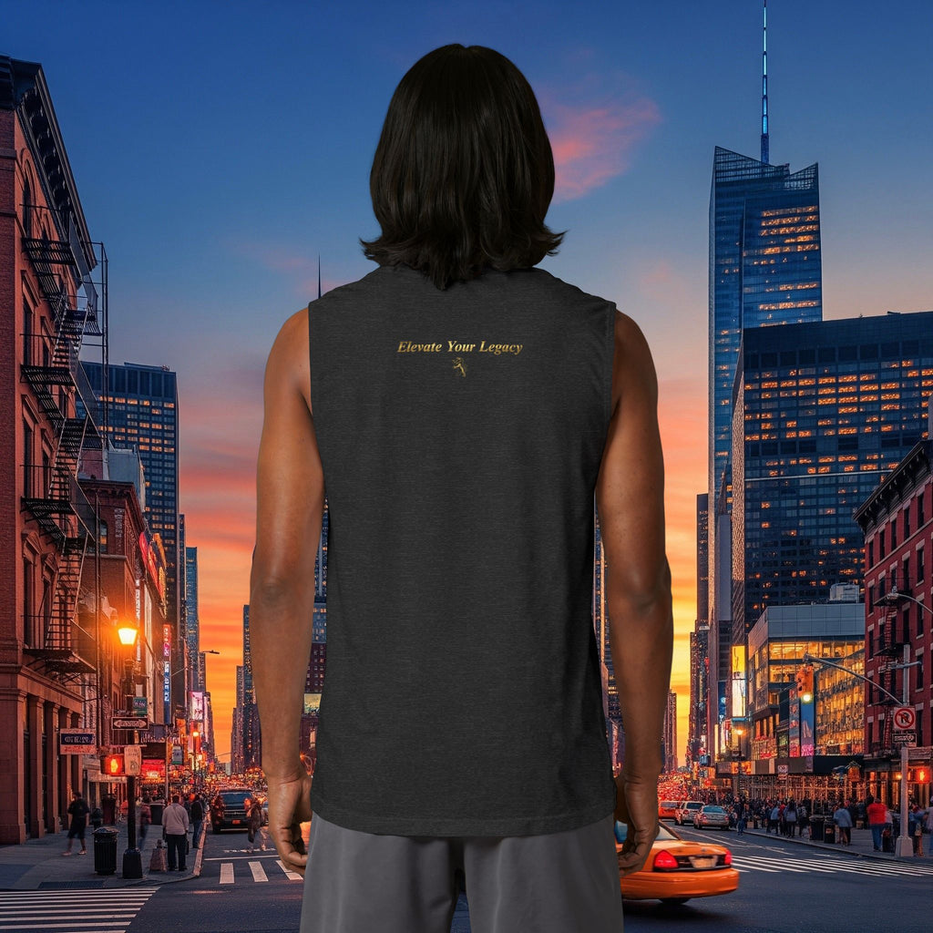 Muscle Tank — 'Elevate Your Legacy' Minimalist Gold Crest