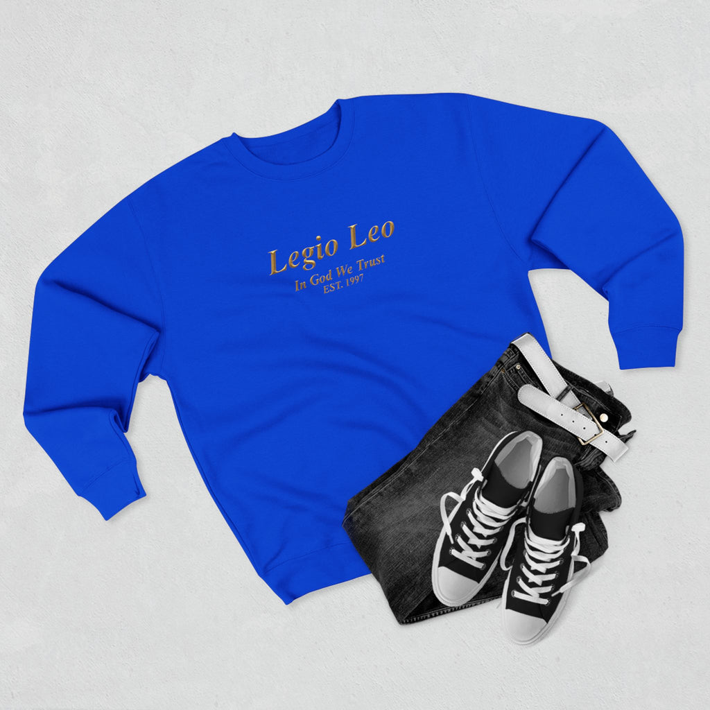 Legio Leo Crewneck Sweatshirt — 'In God We Trust' Minimalist Logo Sweatshirt