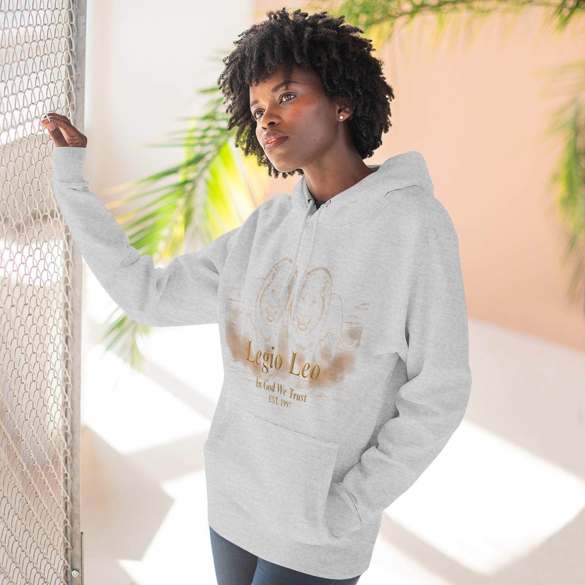 Legio Leo Fleece Hoodie – Minimal Gold Script Brothers 4 Life Pullover