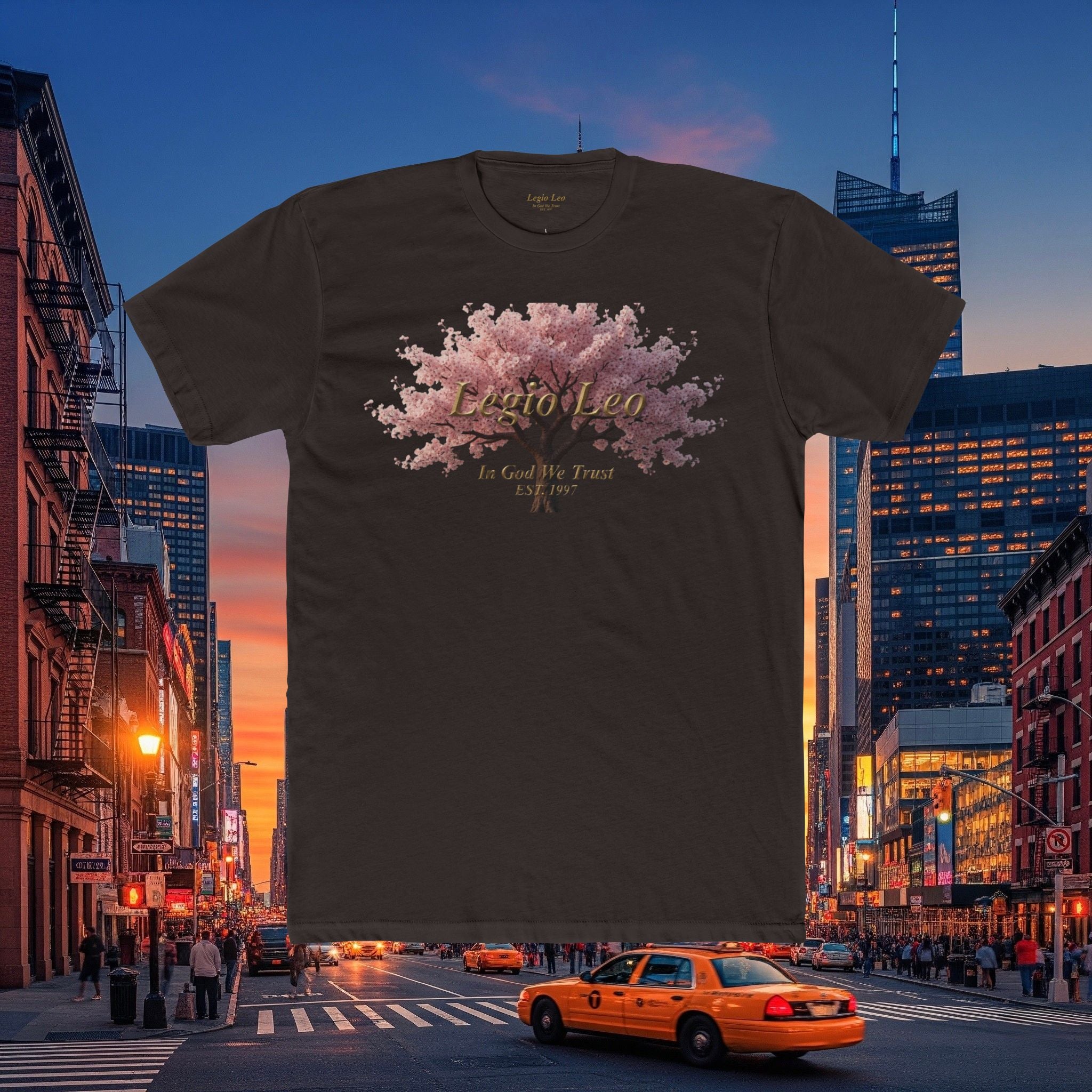 Classic Cotton Tee — Minimal Everyday Crew Shirt | Cherry Blossom Design