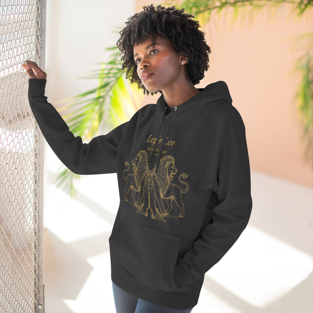Legio Leo Fleece Hoodie – Minimal Gold Script Pullover Guardian Design