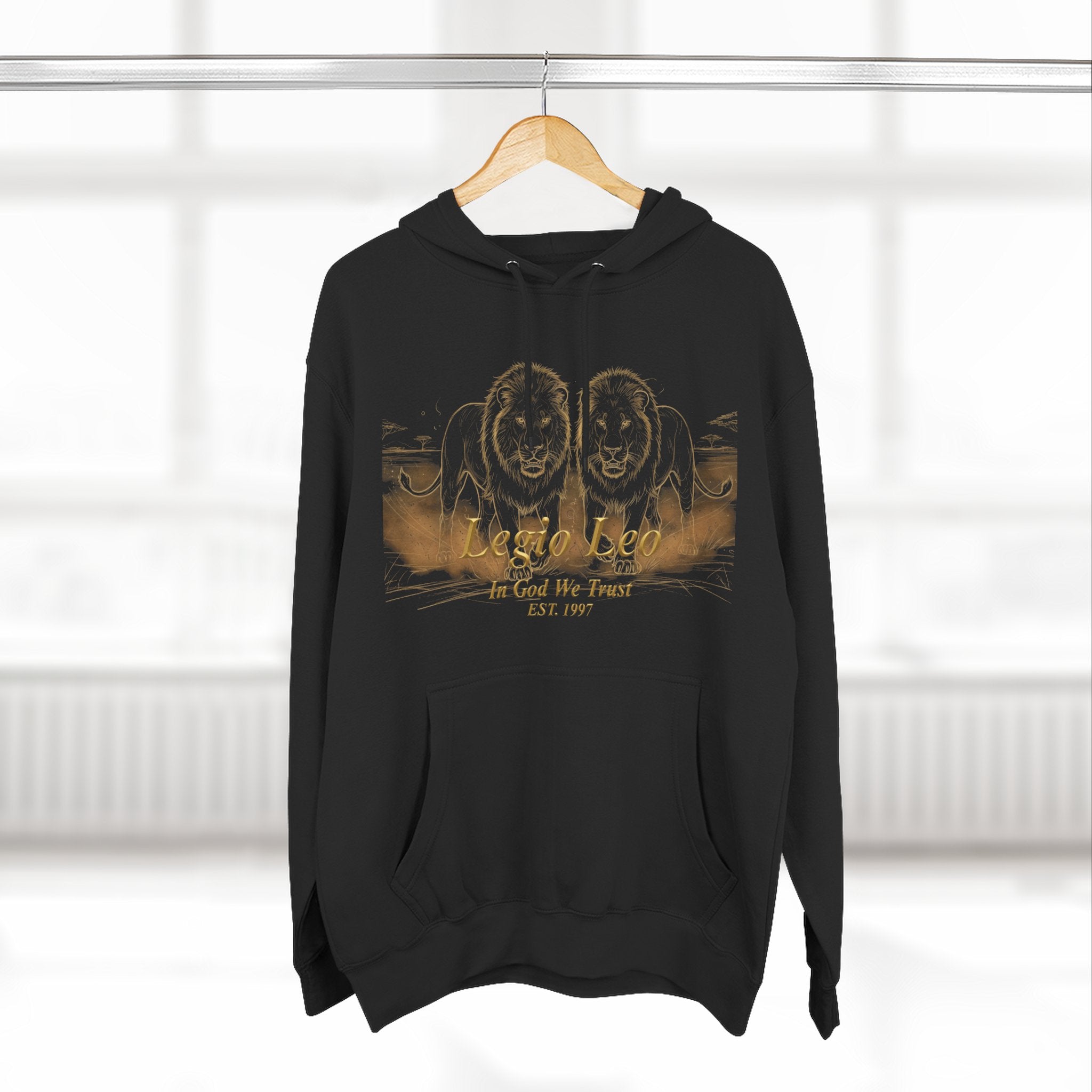 Legio Leo Fleece Hoodie – Minimal Gold Script Brothers 4 Life Pullover