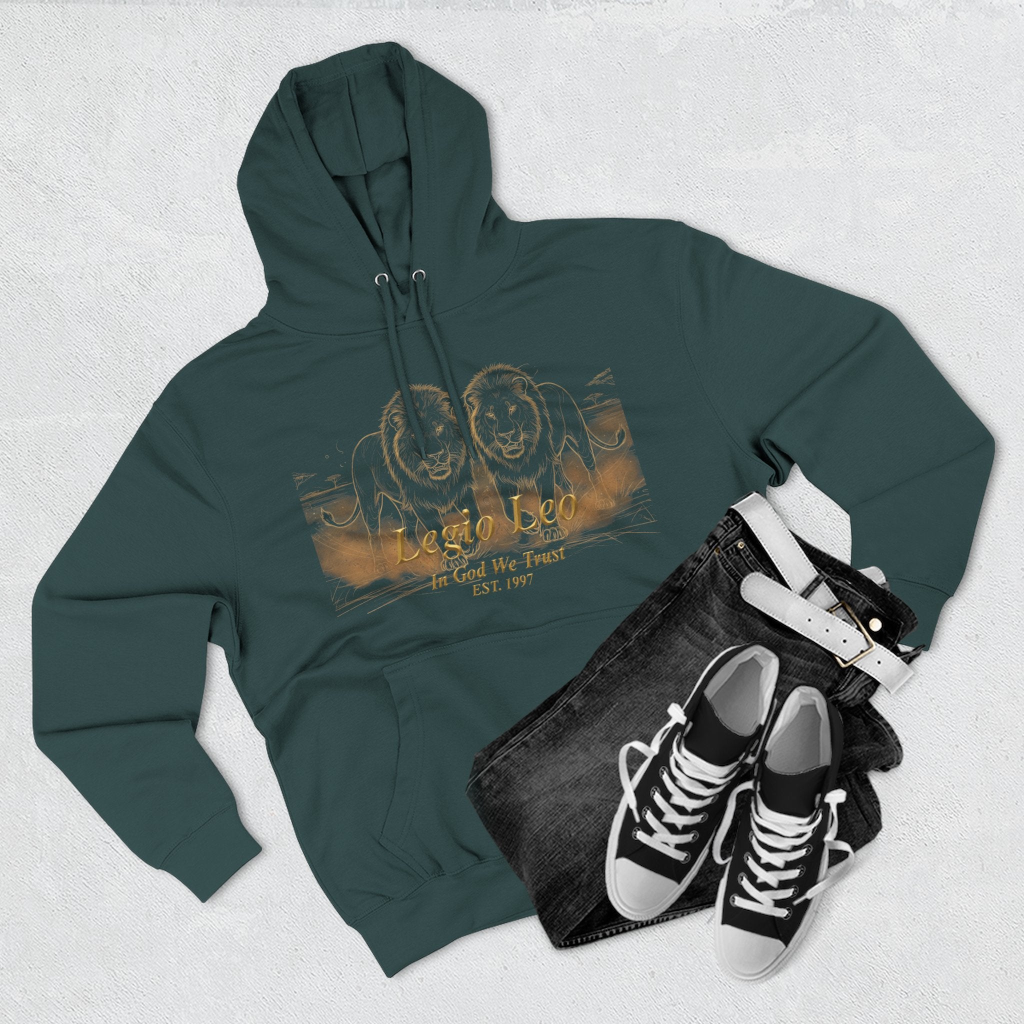 Legio Leo Fleece Hoodie – Minimal Gold Script Brothers 4 Life Pullover