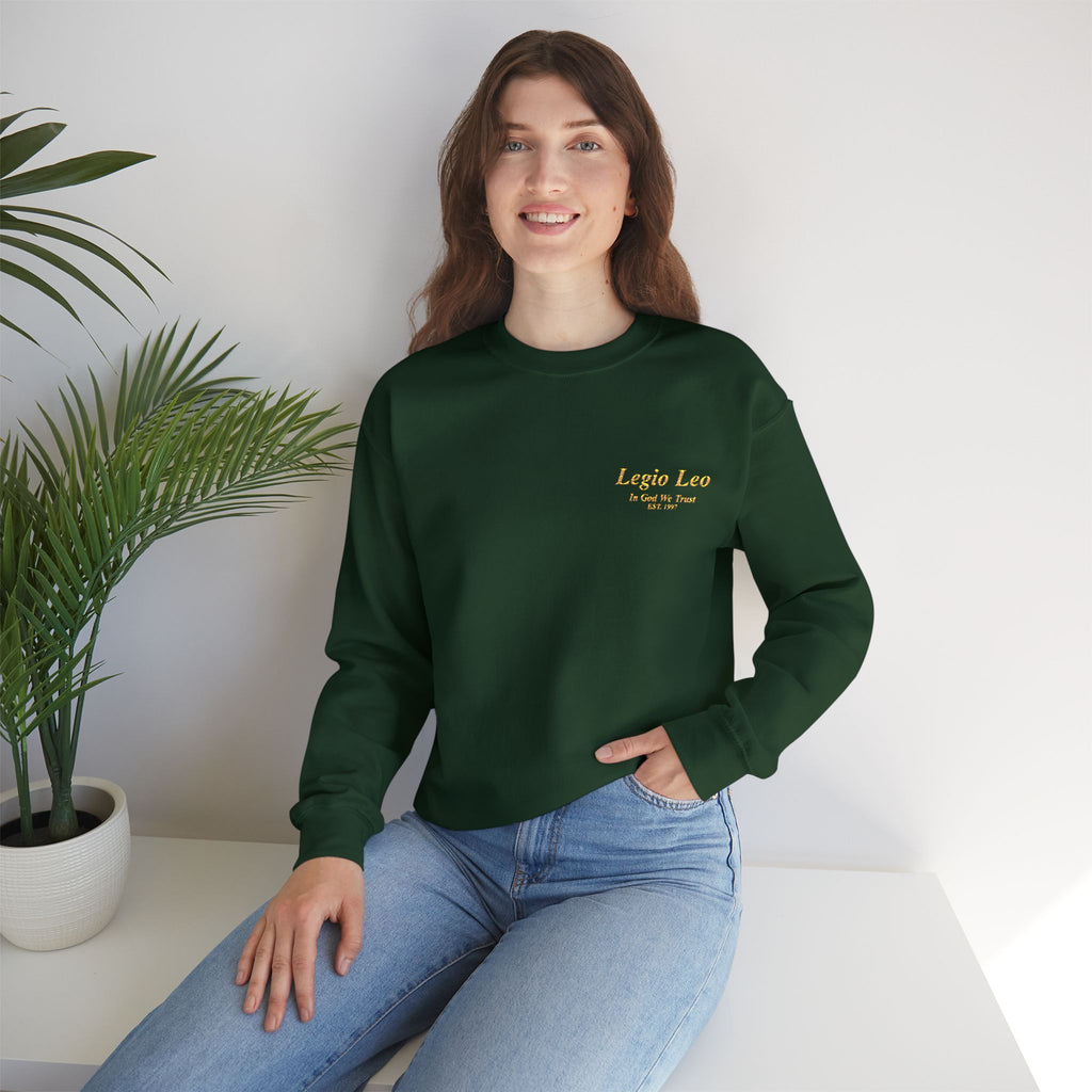 Legio Leo Crewneck Sweatshirt | In God We Trust Embroidery