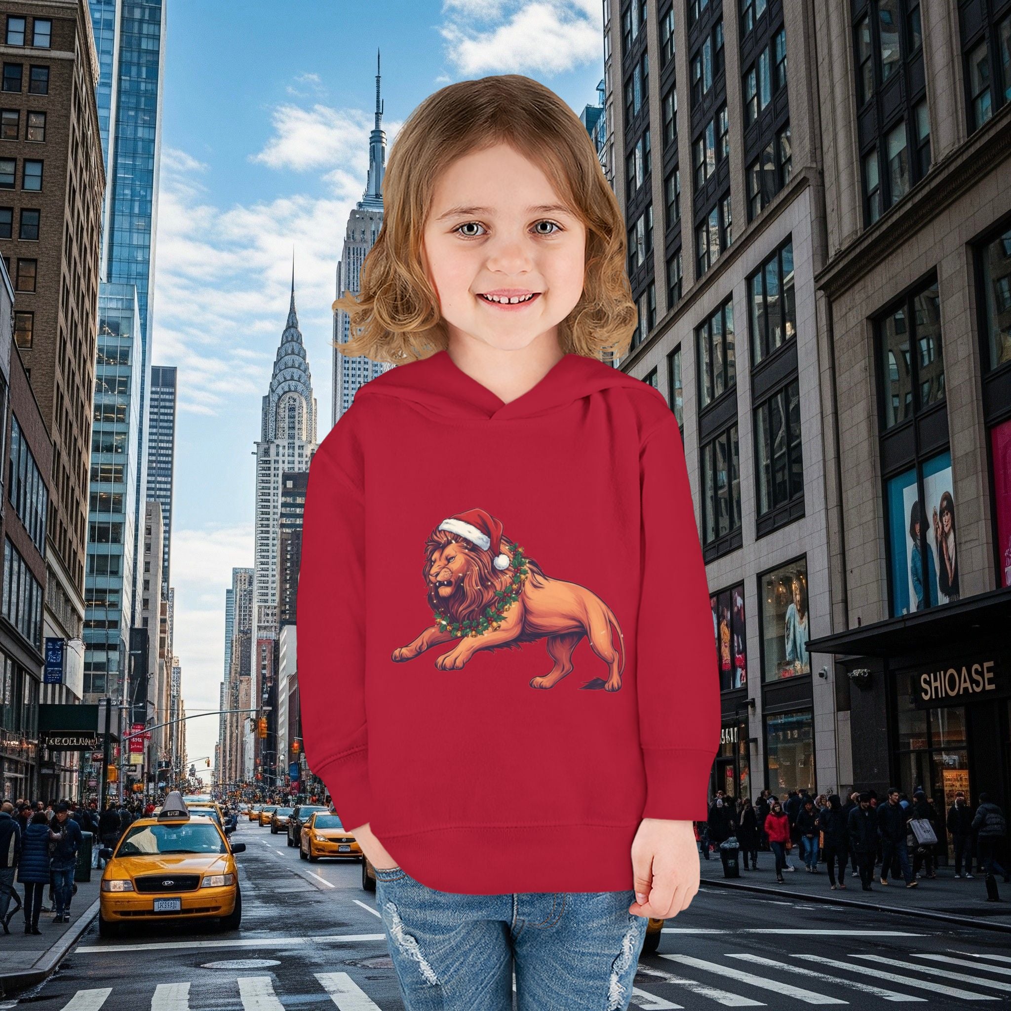 Christmas Legio Leo’s Toddler Pullover Fleece Hoodie (Grown Lion)