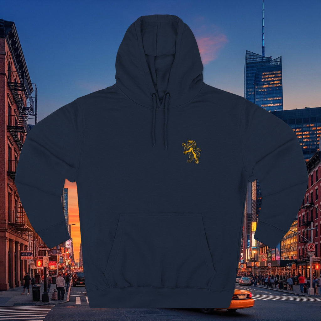 Embroidery Lion Chest Hoodie — Minimal Fleece Pullover