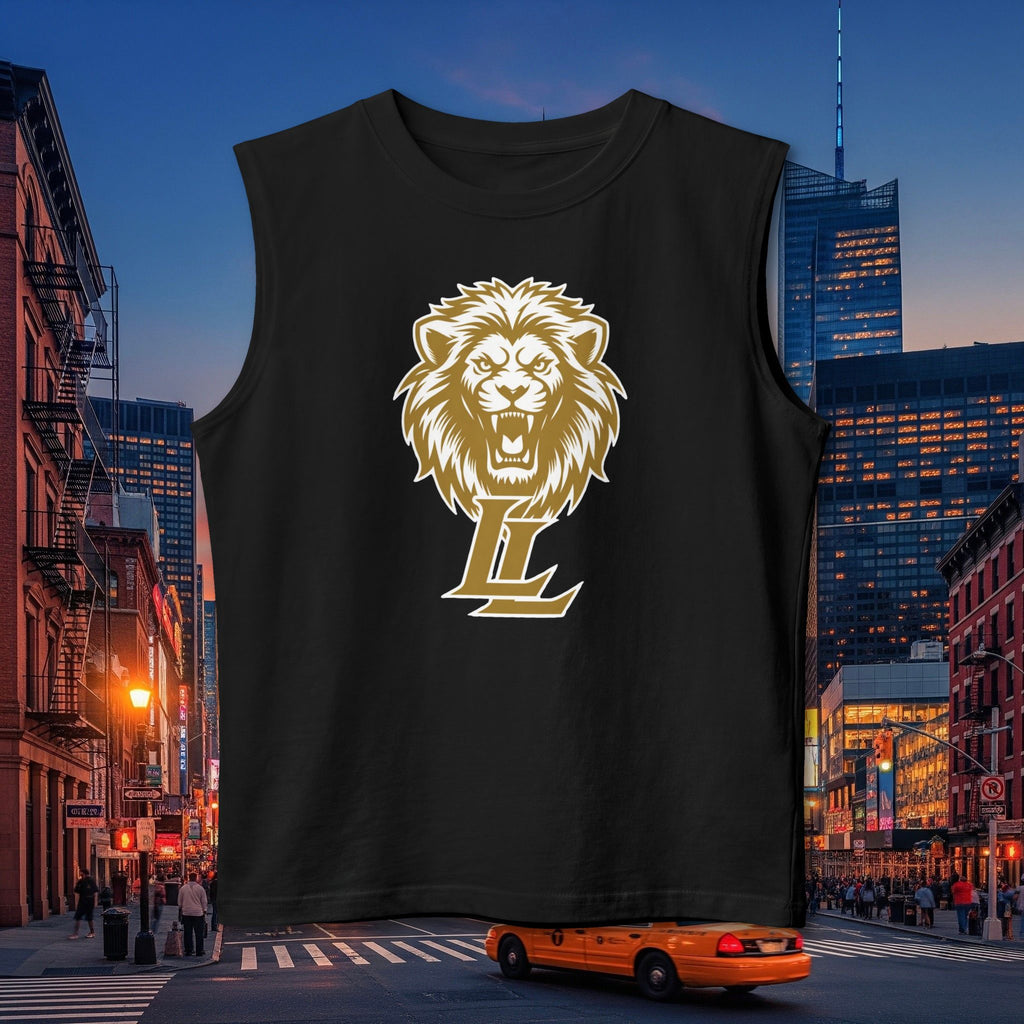 Lion Crest Muscle Tank — "Forge Your Legacy" Athletic Sleeveless Tee