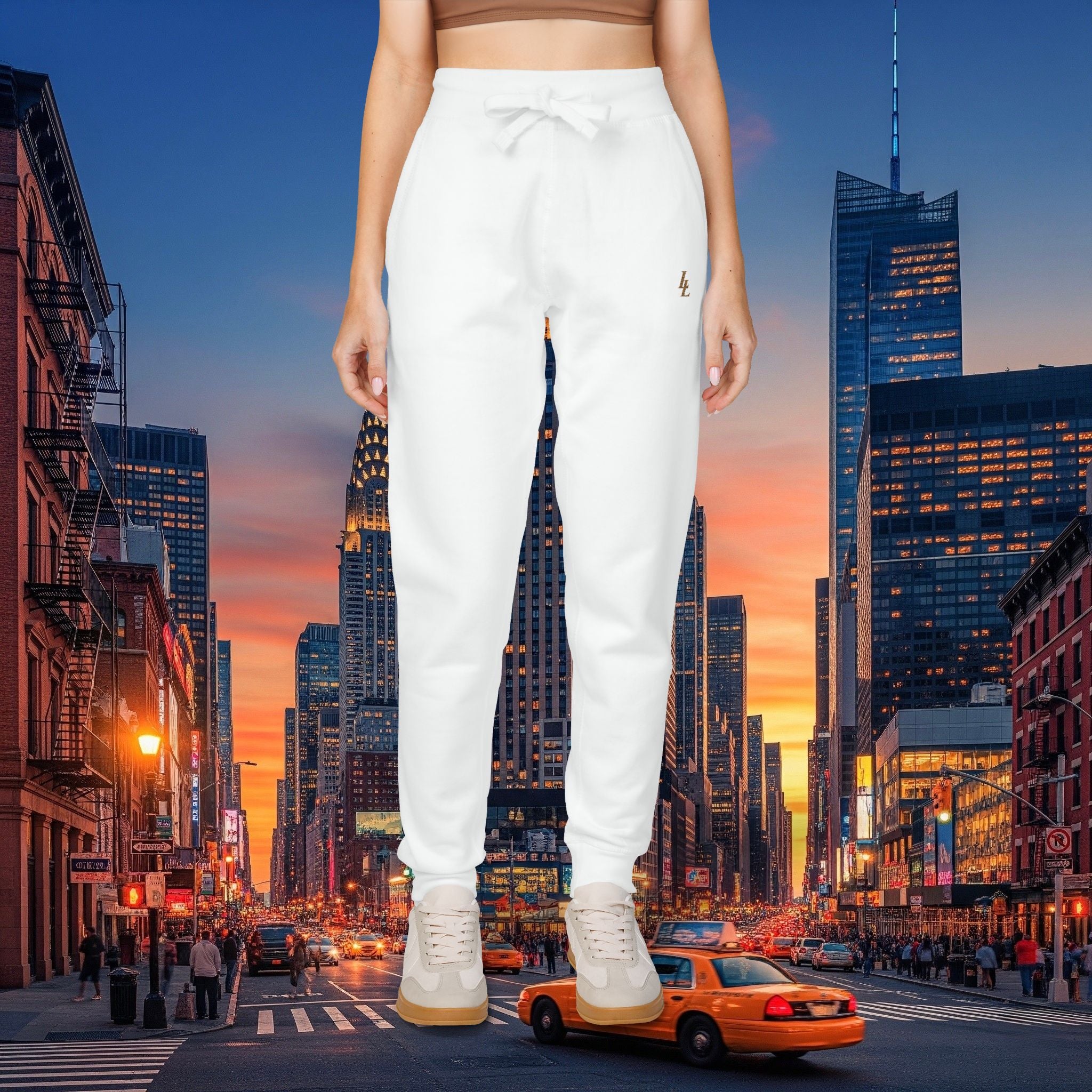 Legio Leo Sweatpants — OverLapping L’s Embroidery Design Cozy Fleece Joggers