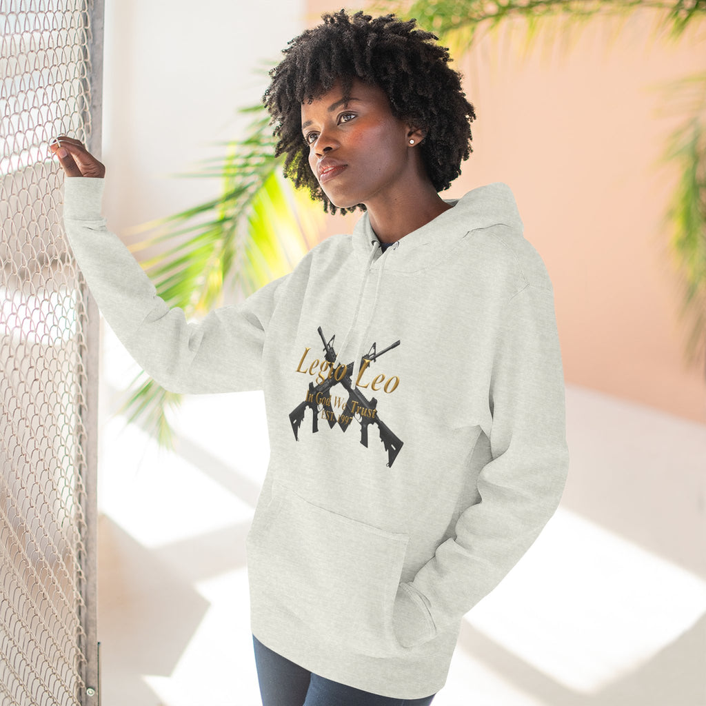 Legio Leo Warrior Fleece Hoodie – Minimal Gold Script Pullover