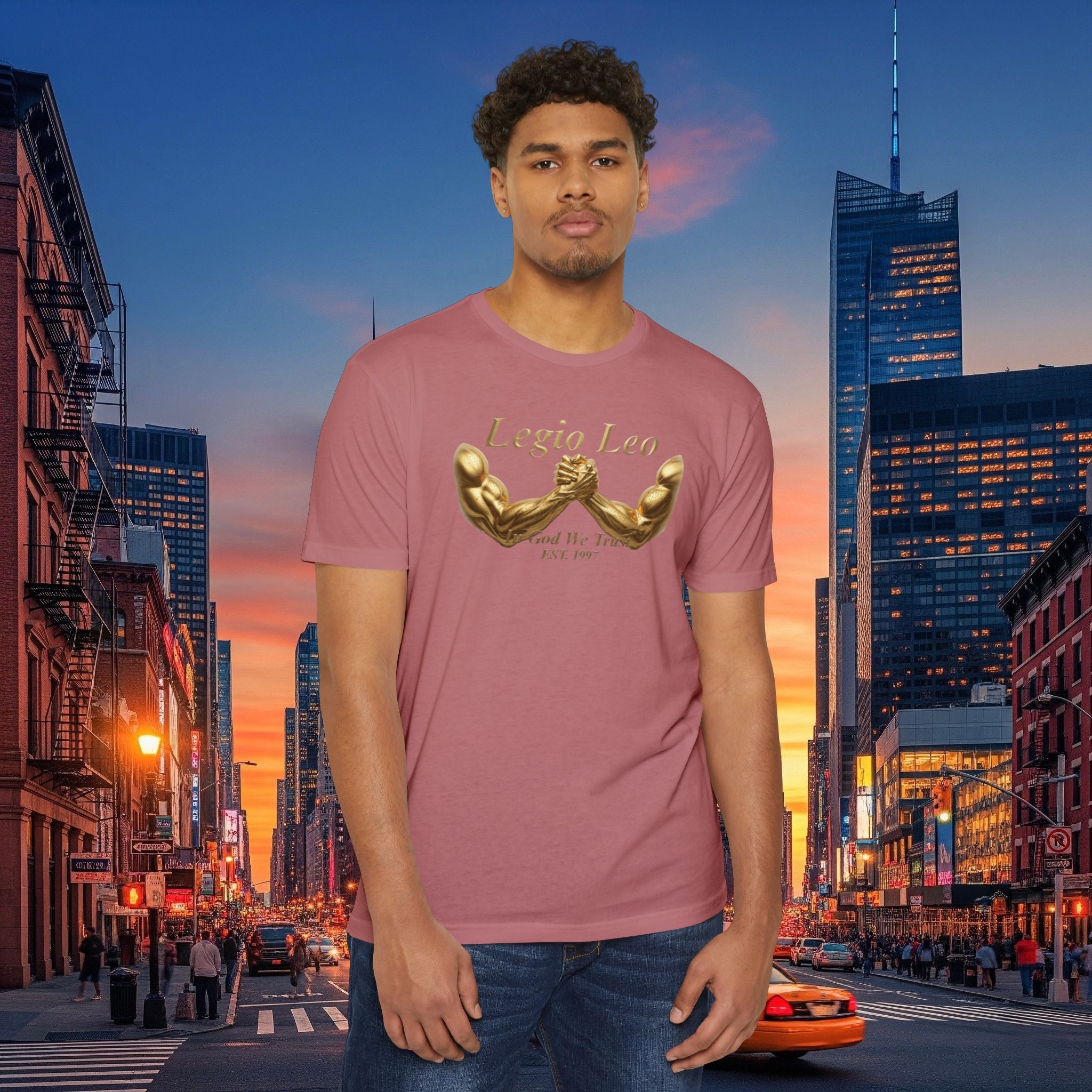 Legio Leo Strength T-Shirt — 'Legio Leo' Gold Arm Wrestling Design