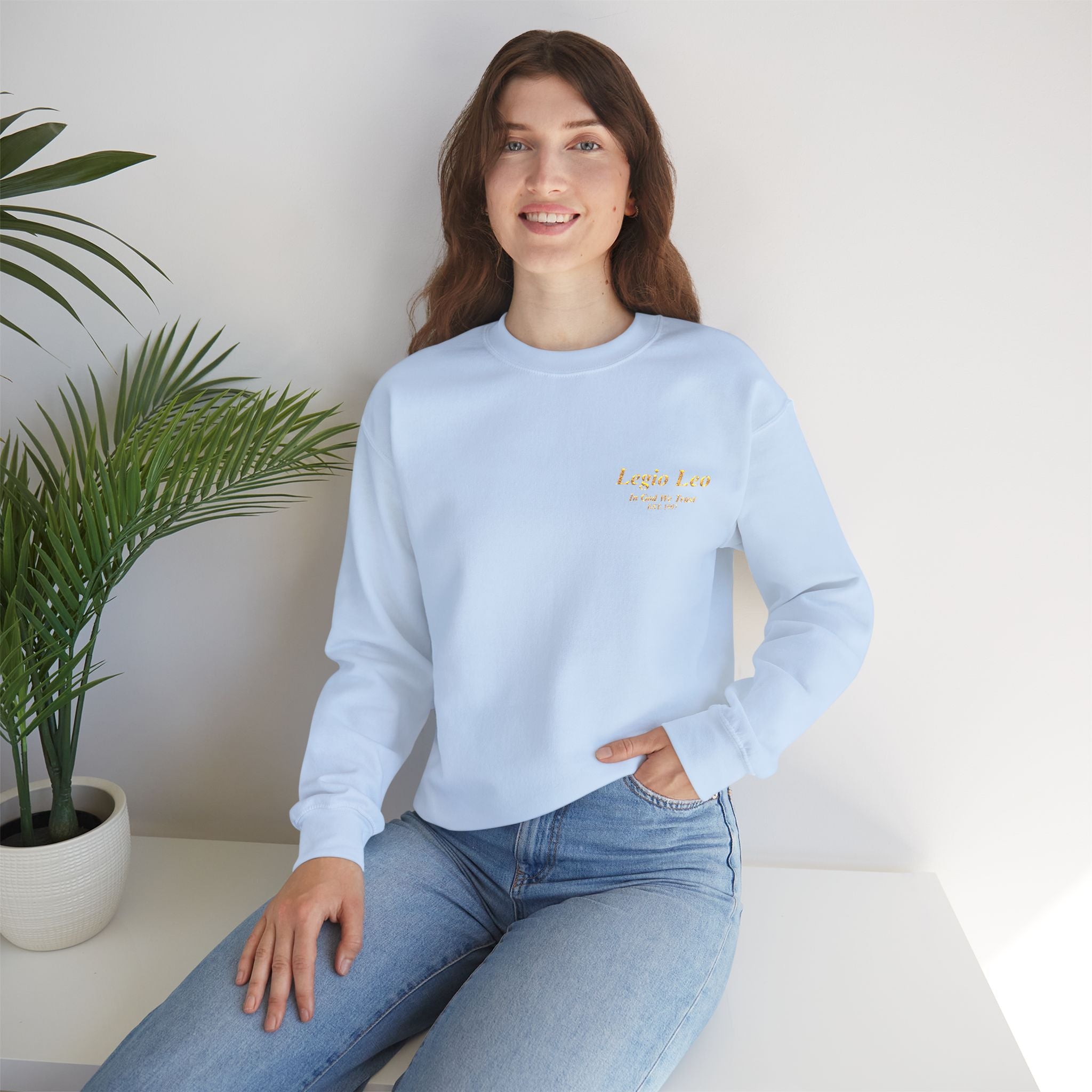 Legio Leo Crewneck Sweatshirt | In God We Trust Embroidery