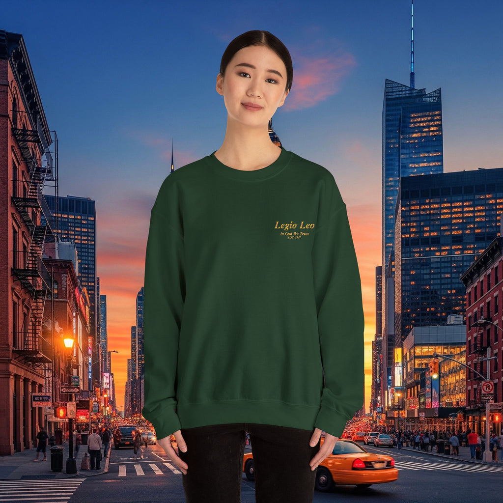 Legio Leo Crewneck Sweatshirt | In God We Trust Embroidery