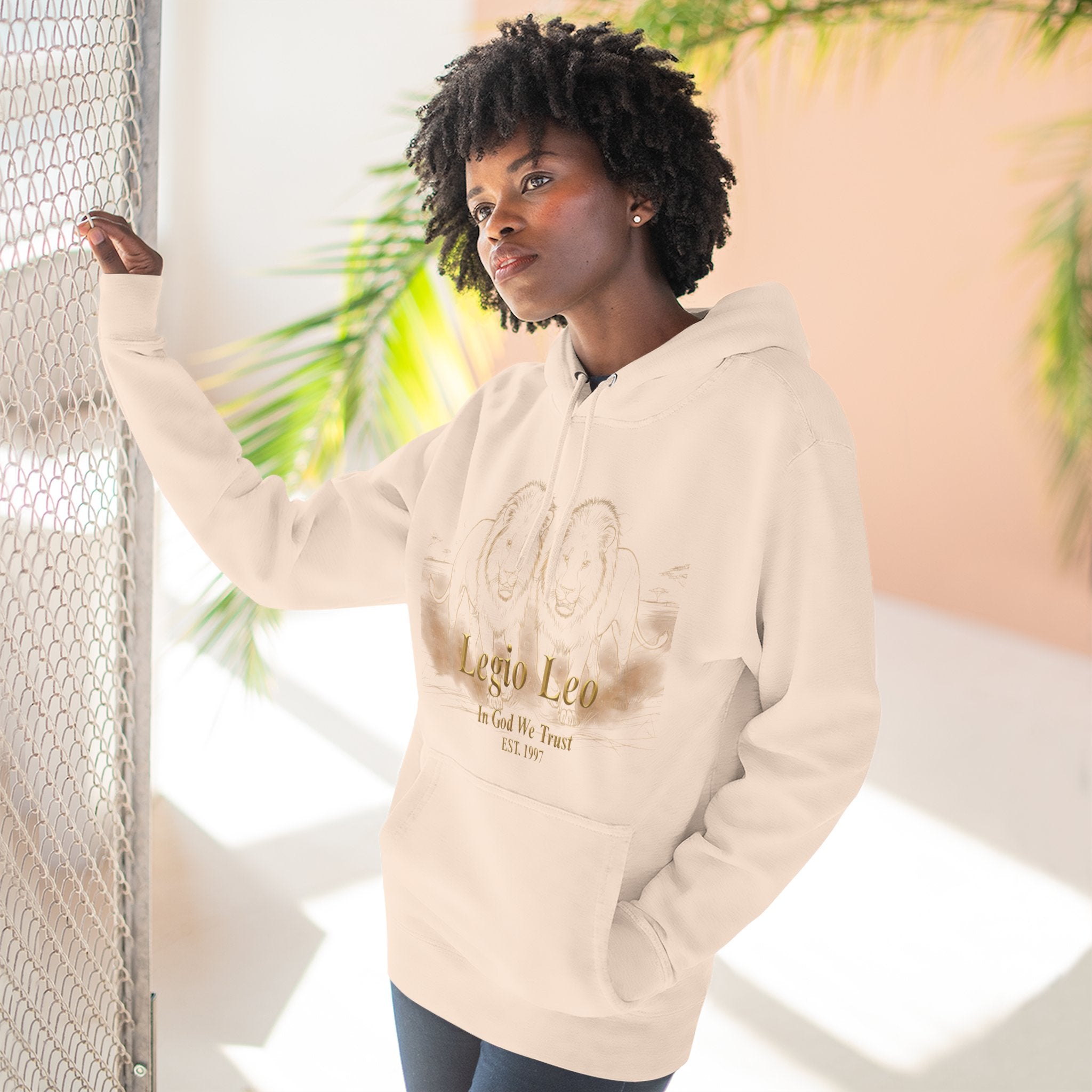 Legio Leo Fleece Hoodie – Minimal Gold Script Brothers 4 Life Pullover