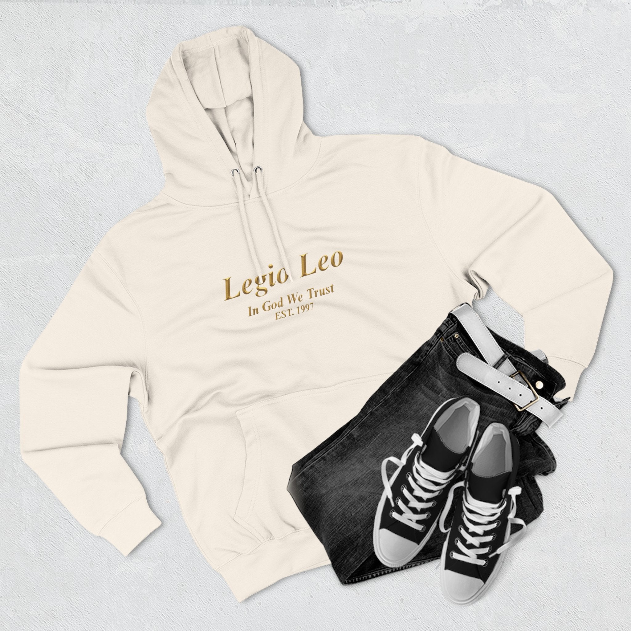 Legio Leo Fleece Hoodie – Minimal Gold Script Pullover
