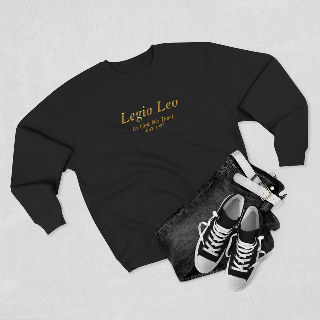 Legio Leo Crewneck Sweatshirt — 'In God We Trust' Minimalist Logo Sweatshirt