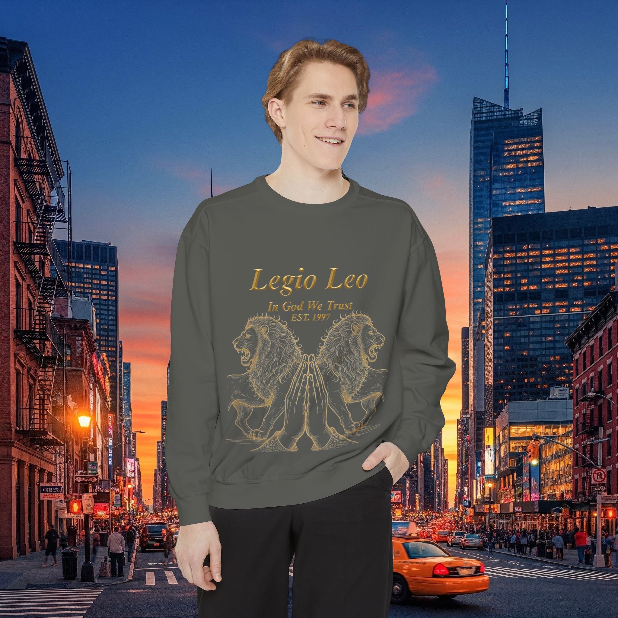 Legio Leo Sweatshirt – Minimal Gold Script Battle Ready Lions Crewneck