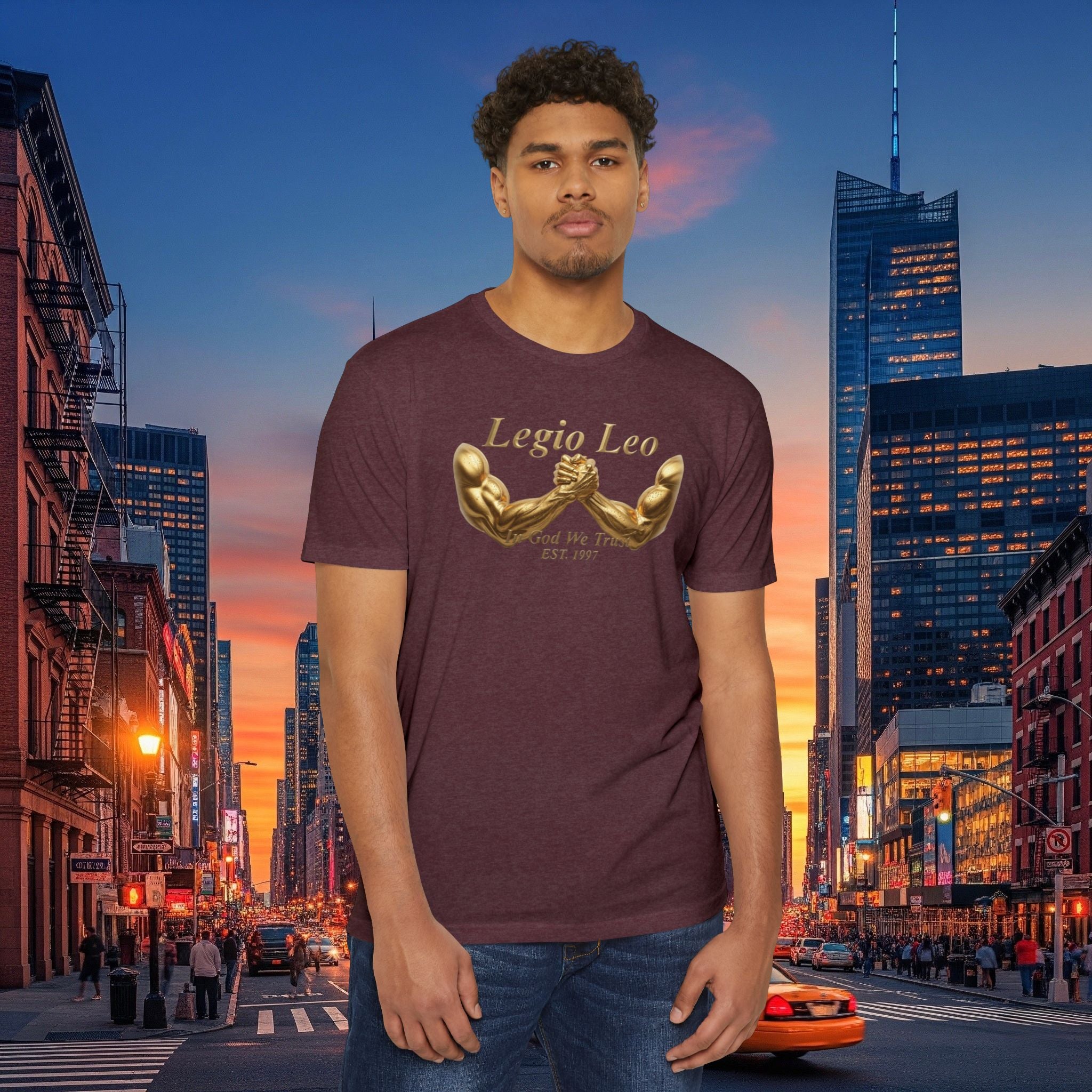 Legio Leo Strength T-Shirt — 'Legio Leo' Gold Arm Wrestling Design