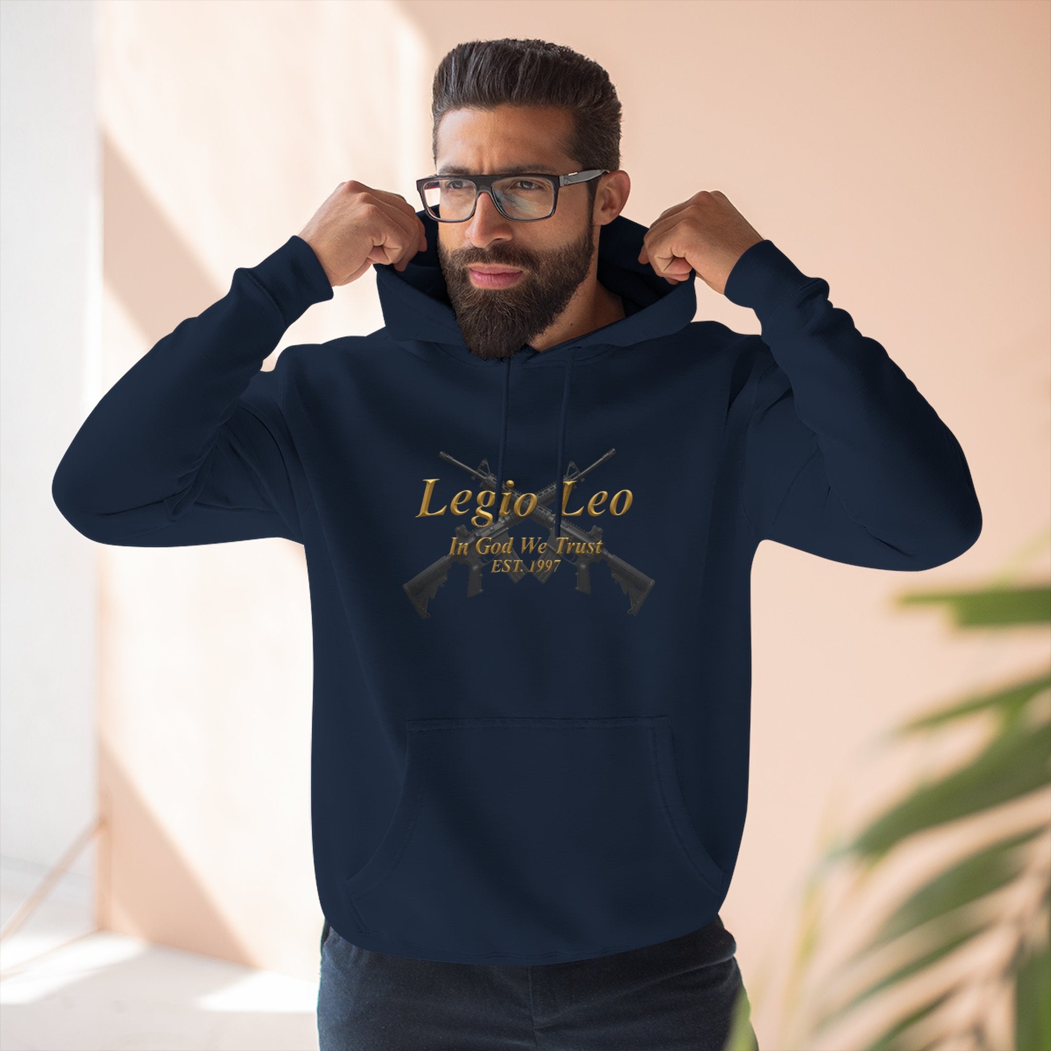 Legio Leo Warrior Fleece Hoodie – Minimal Gold Script Pullover