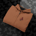 Work Jacket — Embroidered Lion Emblem Hooded Duck Cloth Jacket
