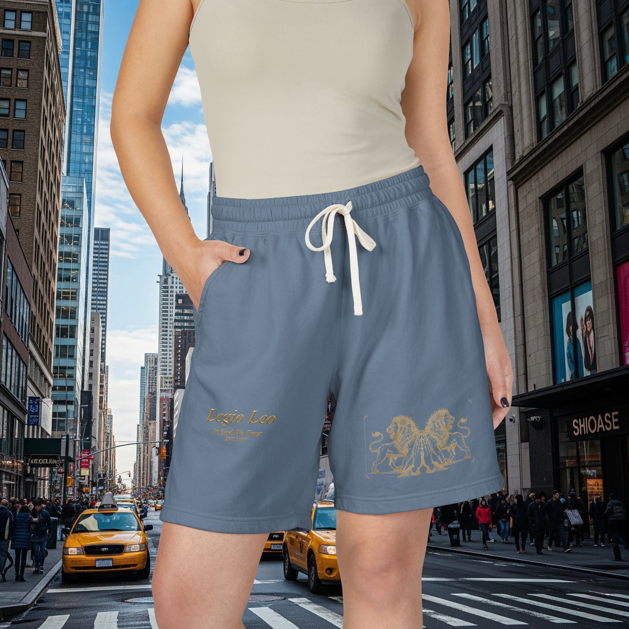 Legio Leo Graphic Sweat Shorts — Lightweight Garment-Dyed Fleece