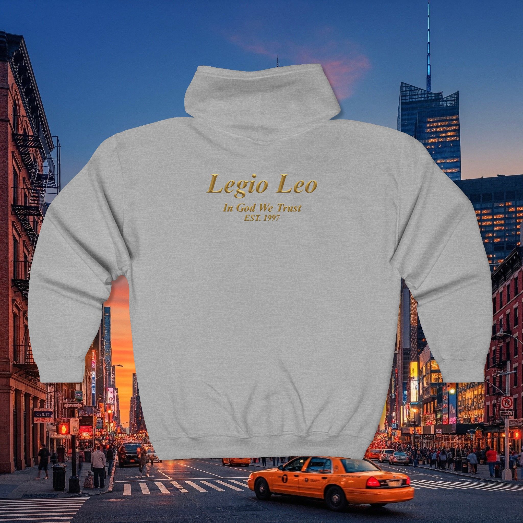 Legio Leo Zip Hoodie | Old English Font Golden L’s