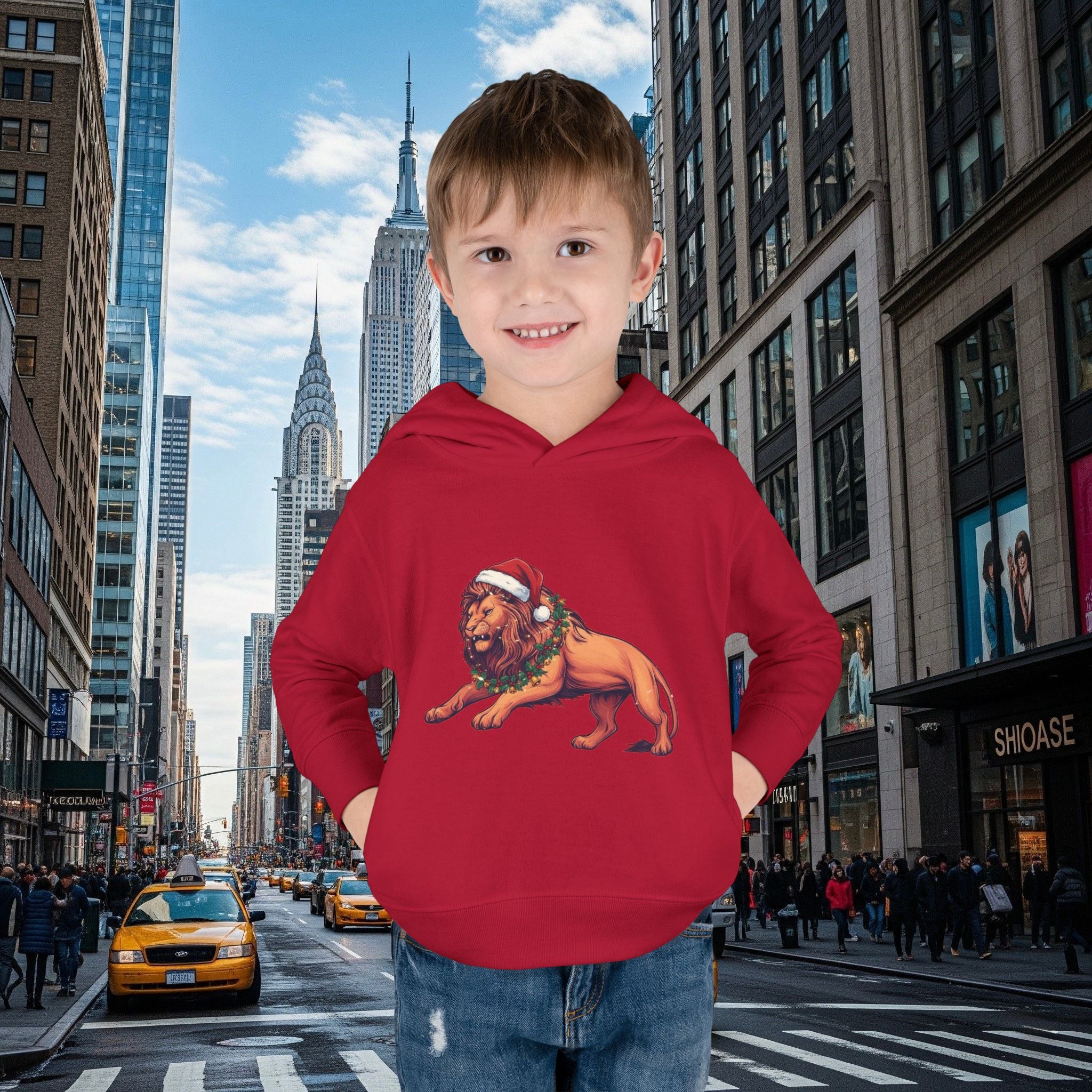 Christmas Legio Leo’s Toddler Pullover Fleece Hoodie (Grown Lion)