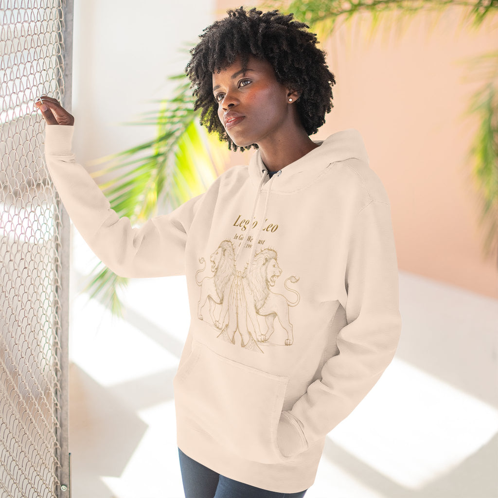 Legio Leo Fleece Hoodie – Minimal Gold Script Pullover Guardian Design