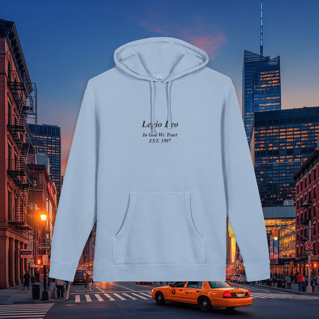 Minimal Olive Pigment-Dyed Hoodie — Subtle Script "Legio Leo" Design
