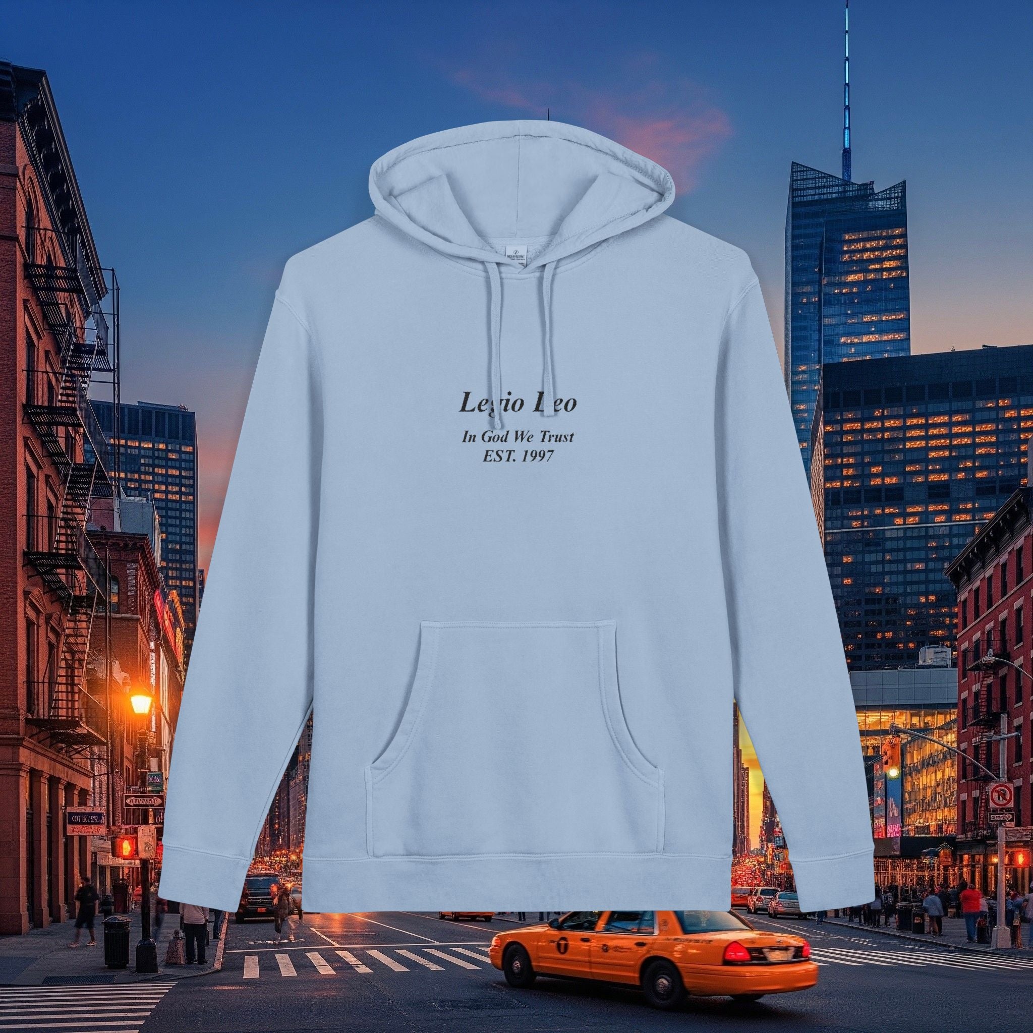 Minimal Olive Pigment-Dyed Hoodie — Subtle Script "Legio Leo" Design