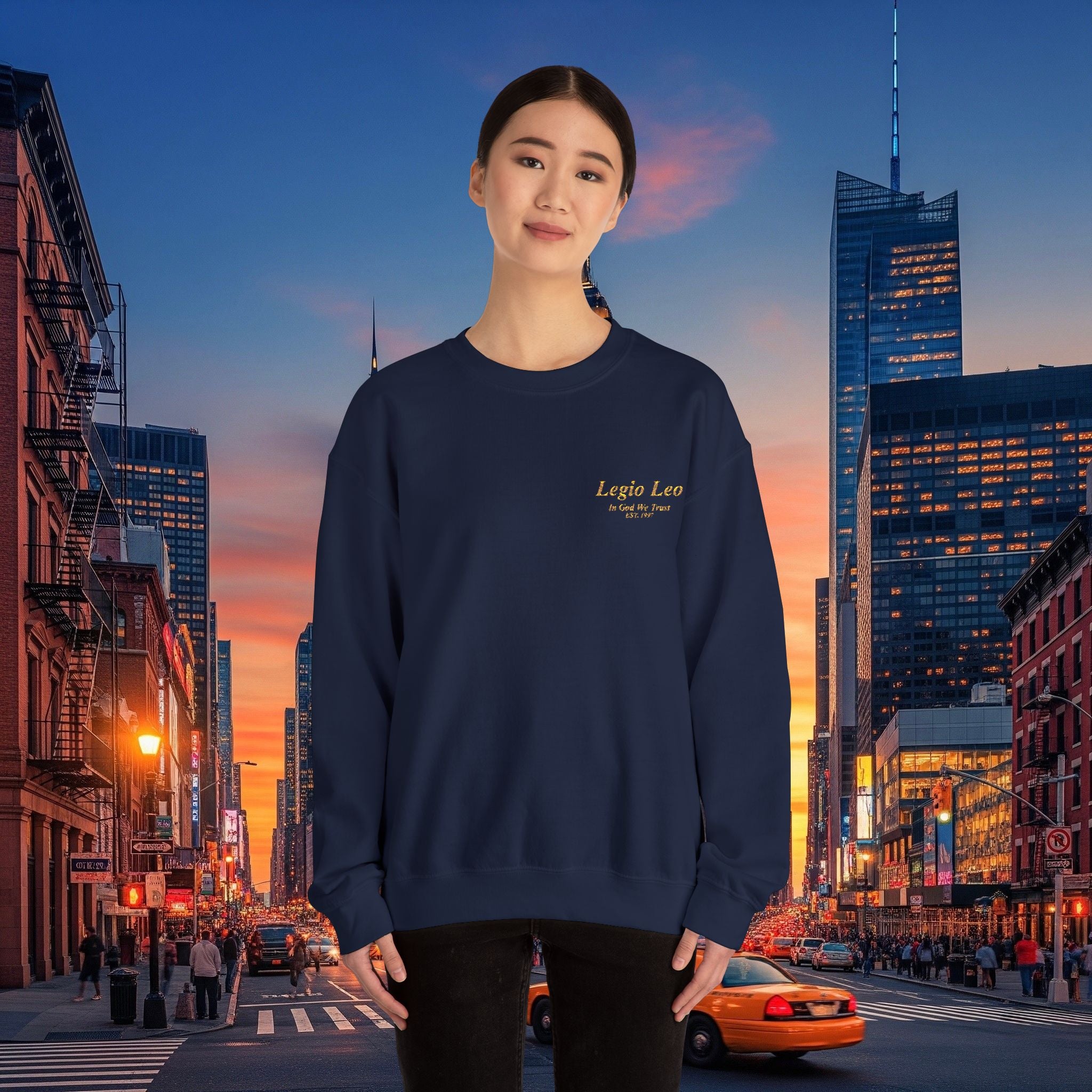 Legio Leo Crewneck Sweatshirt | In God We Trust Embroidery