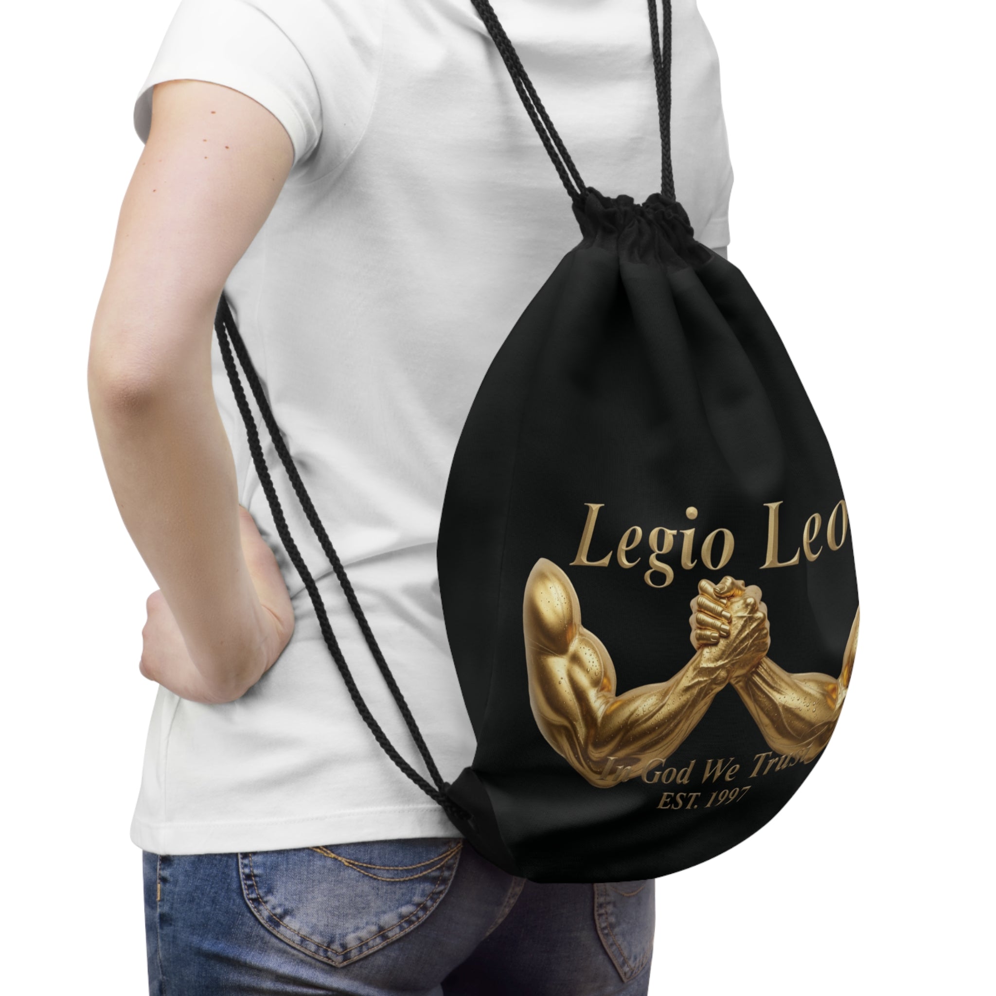 Legio Leo Drawstring Bag — Show of Strength Emblem, 'In God We Trust' Gym Sack