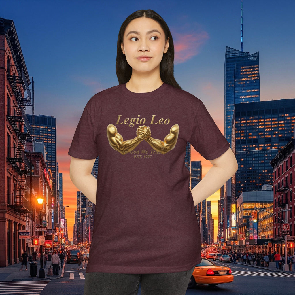 Legio Leo Strength T-Shirt — 'Legio Leo' Gold Arm Wrestling Design