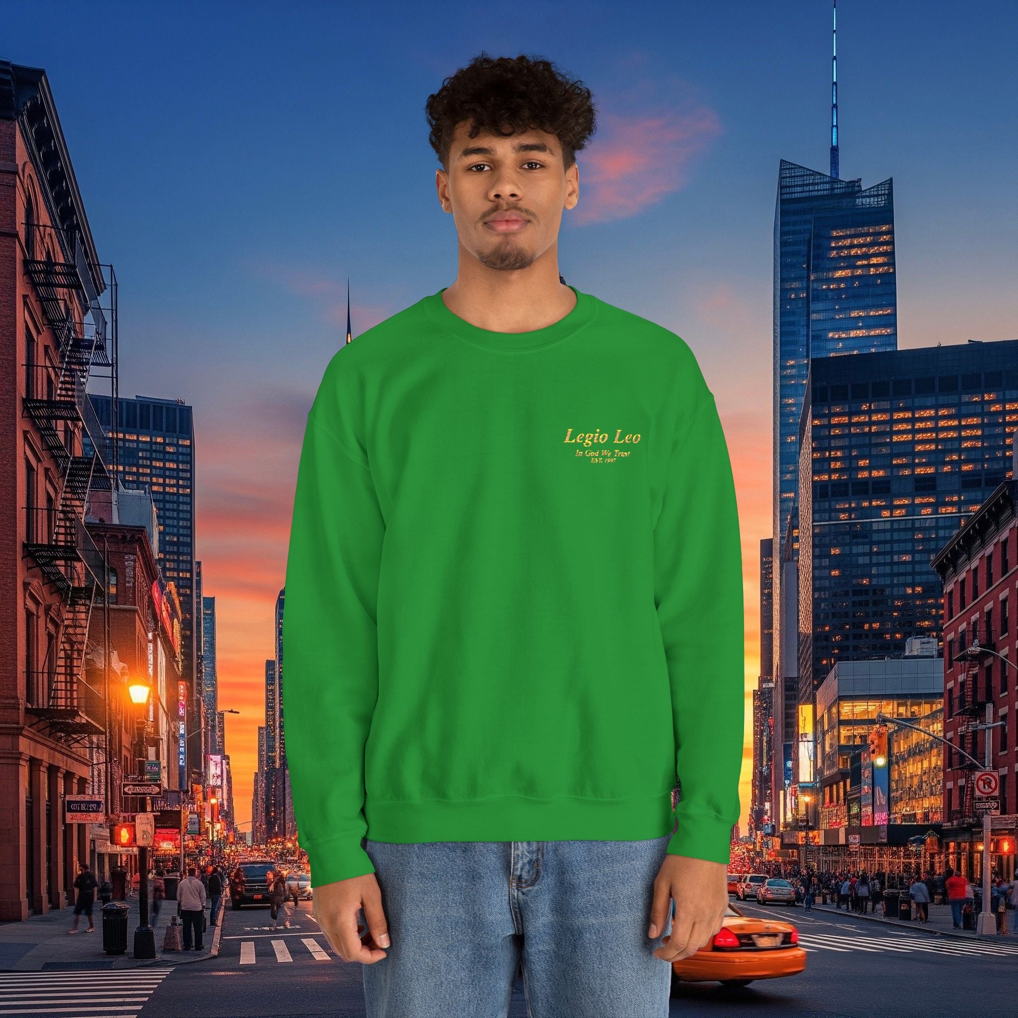 Legio Leo Crewneck Sweatshirt | In God We Trust Embroidery