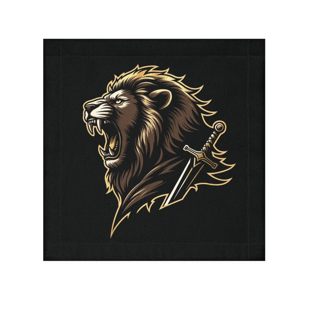 Lion Warrior Face Towel — Bold Roaring Lion Graphic Towel