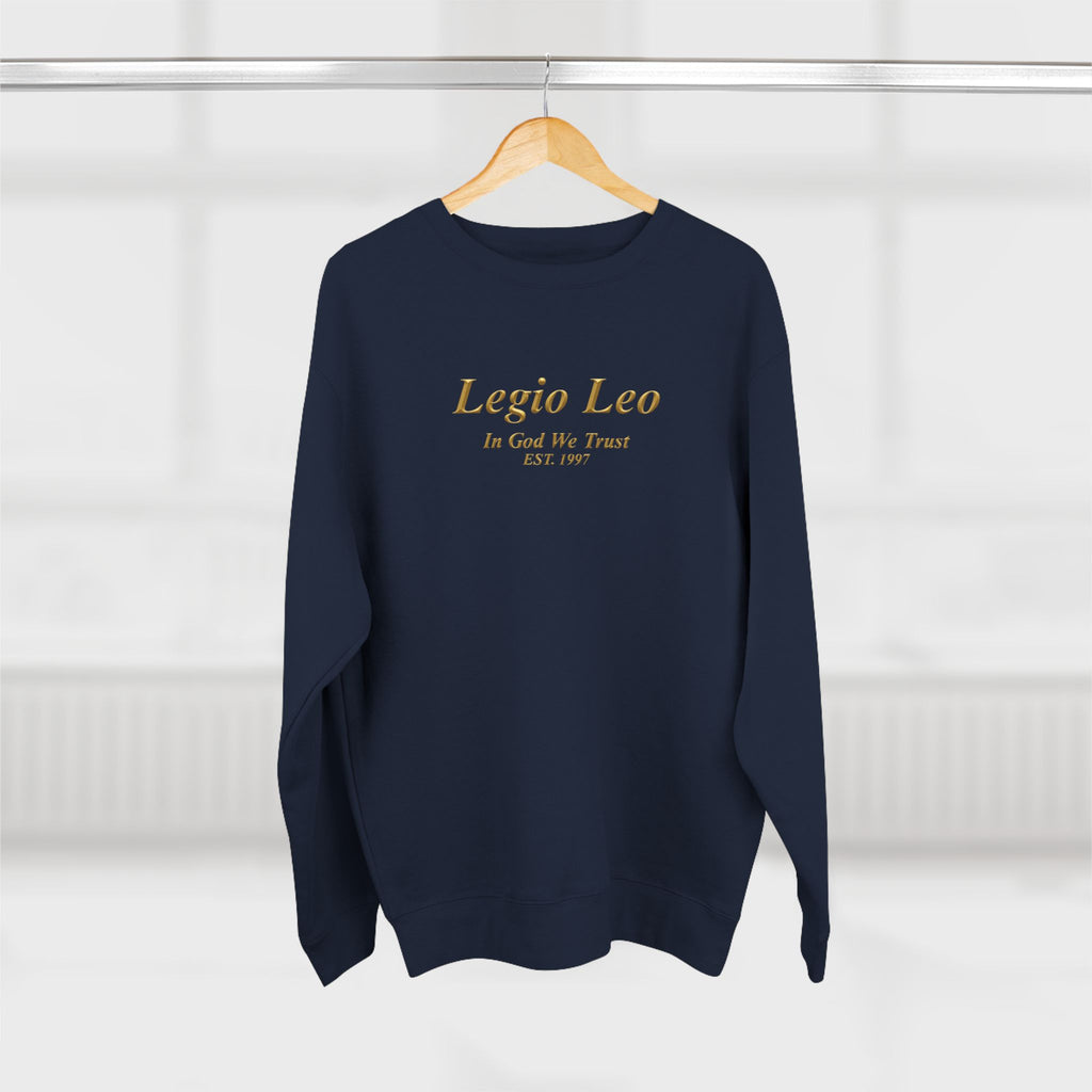 Legio Leo Crewneck Sweatshirt — 'In God We Trust' Minimalist Logo Sweatshirt