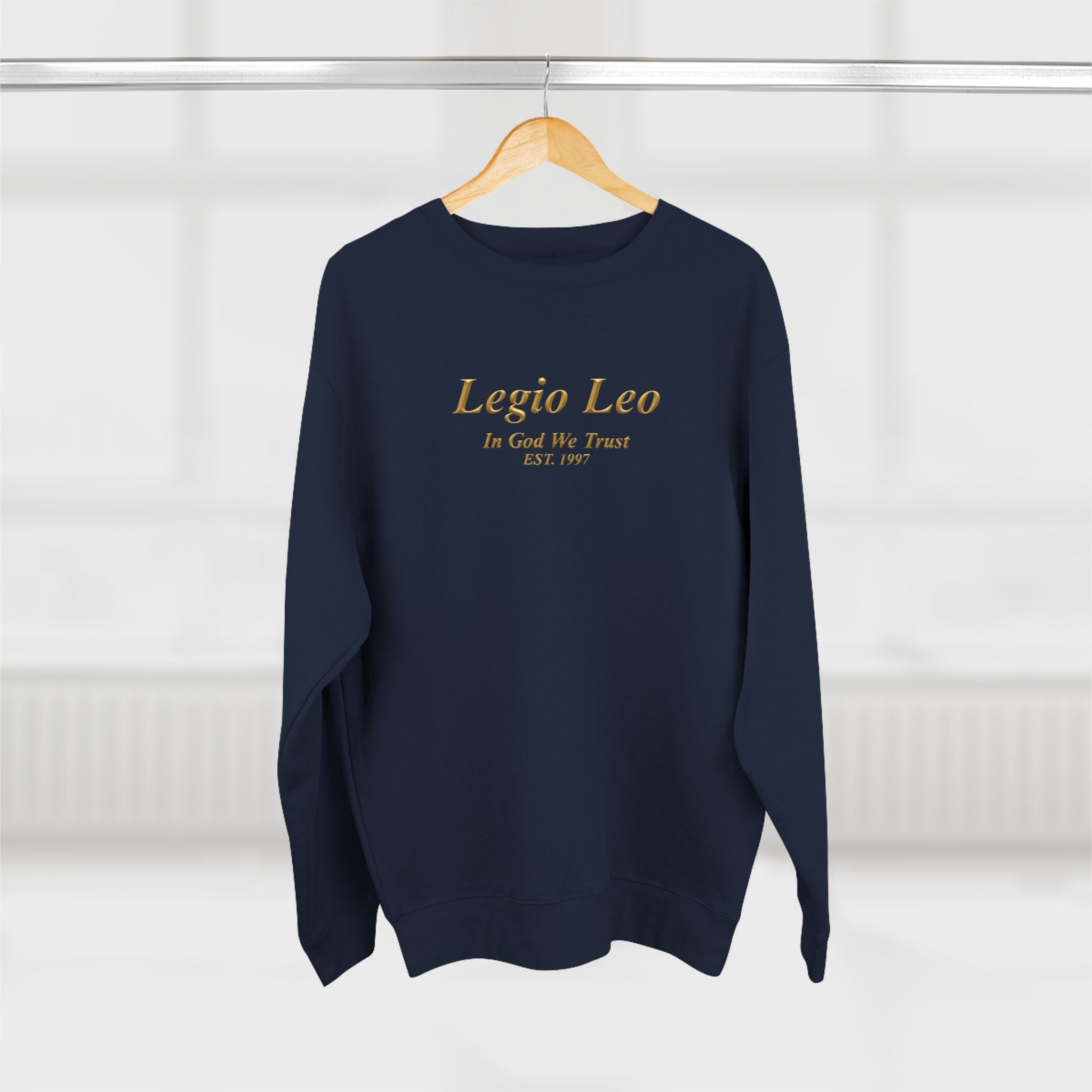 Legio Leo Crewneck Sweatshirt — 'In God We Trust' Minimalist Logo Sweatshirt