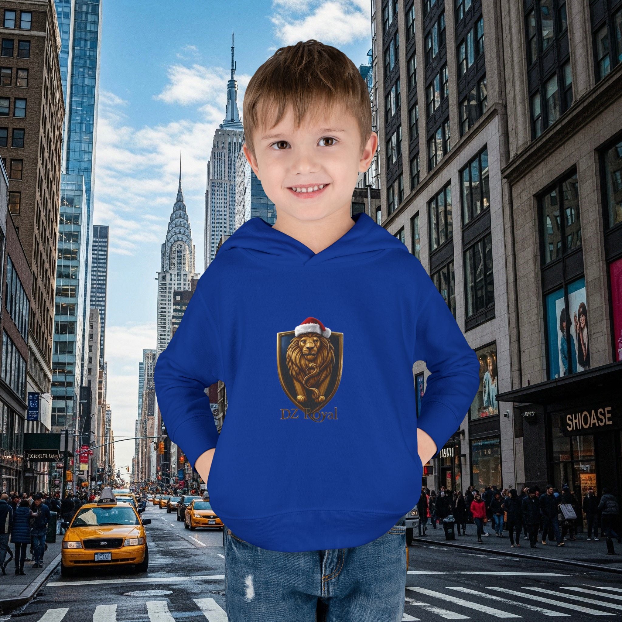 DZ Royal Christmas Toddler Pullover Fleece Hoodie (Grown Lion)
