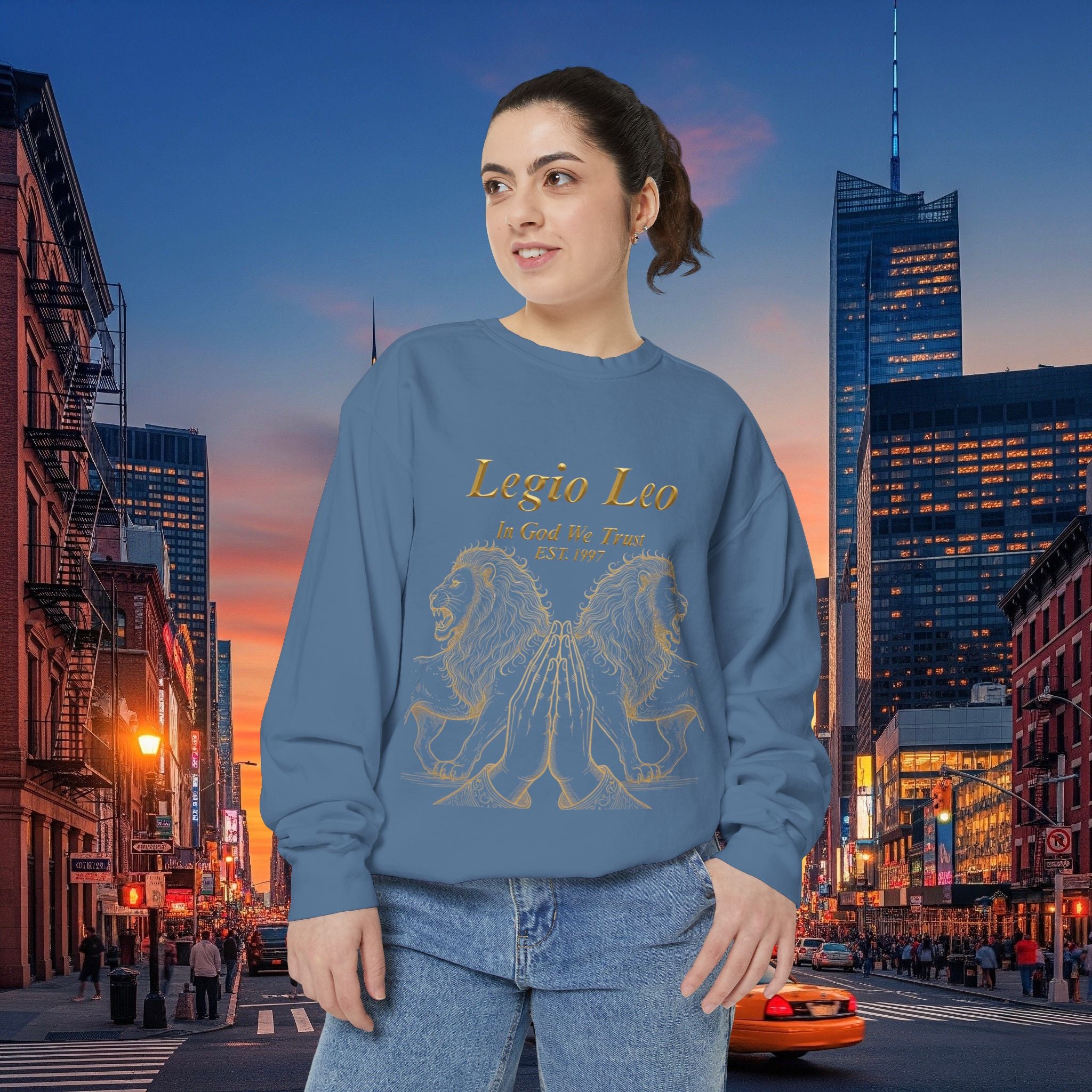 Legio Leo Sweatshirt – Minimal Gold Script Battle Ready Lions Crewneck