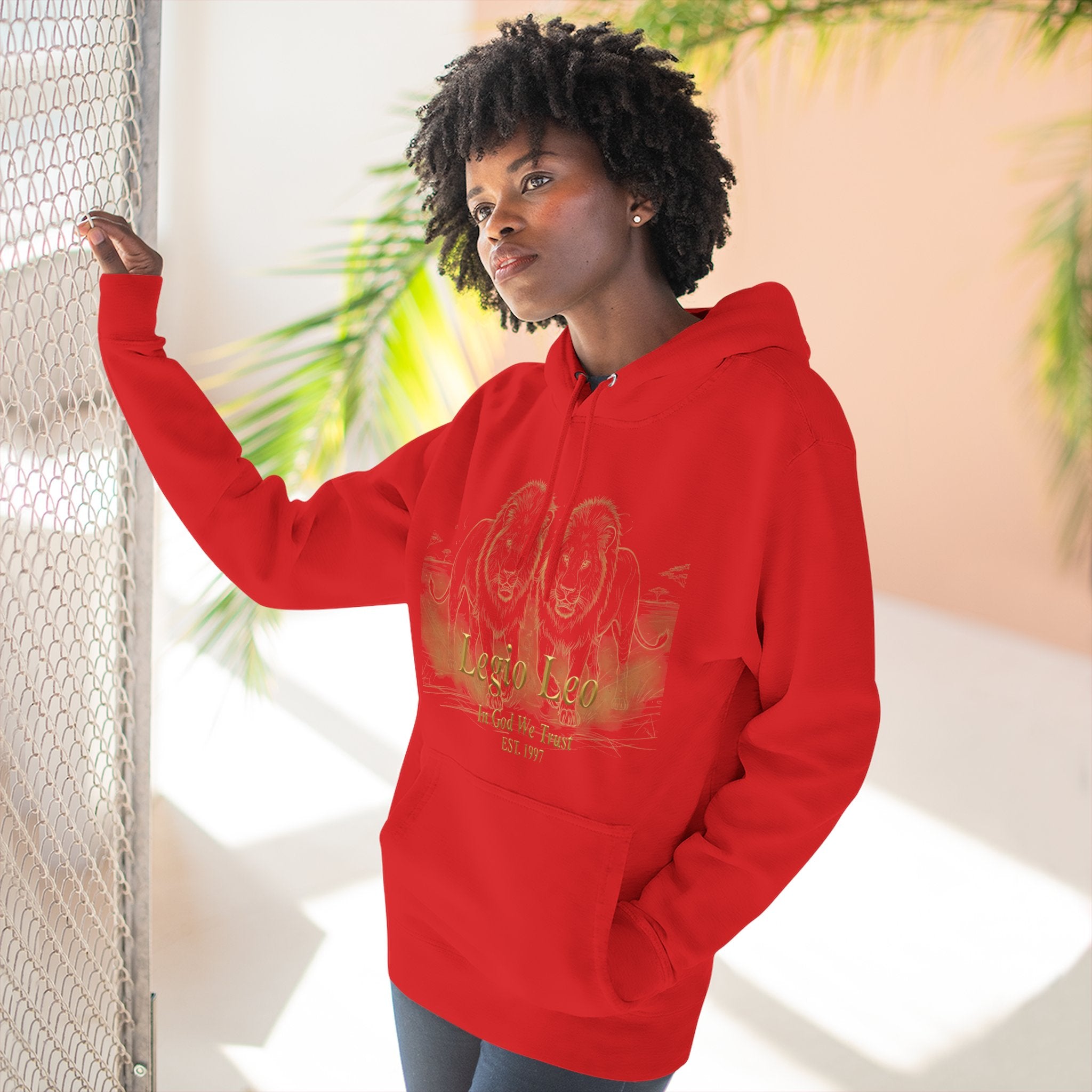 Legio Leo Fleece Hoodie – Minimal Gold Script Brothers 4 Life Pullover