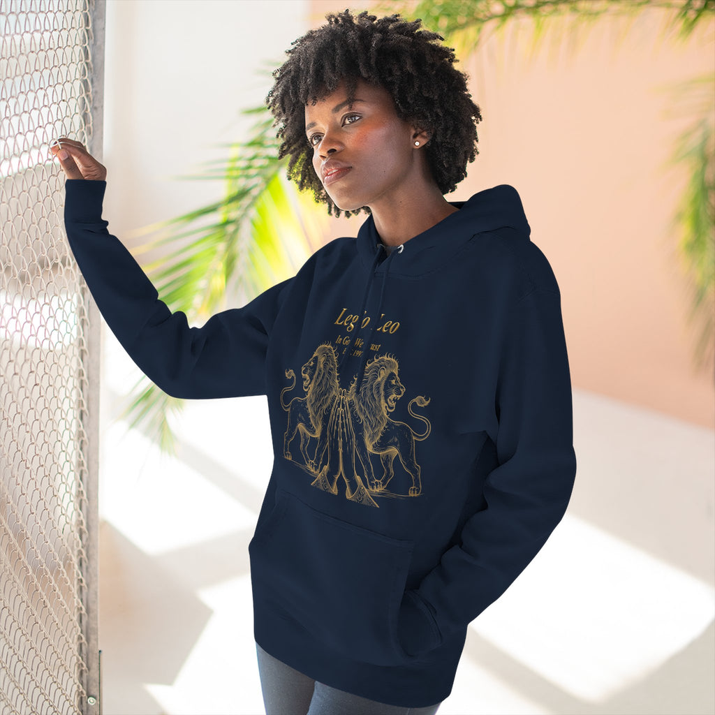 Legio Leo Fleece Hoodie – Minimal Gold Script Pullover Guardian Design